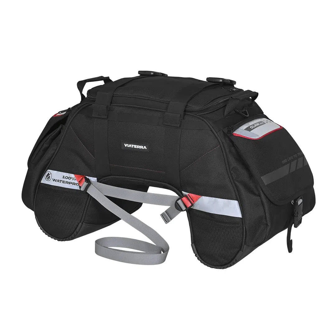 ViaTerra 100% wasserdichte ClawMini-Motorrad-Rück-/Heck-/Sitztasche (schwarz) I Universalgepäck und funktioniert auf Allen Motorrädern I Keine Modifikationen oder Sattelstütze erforderlich I Geeignet