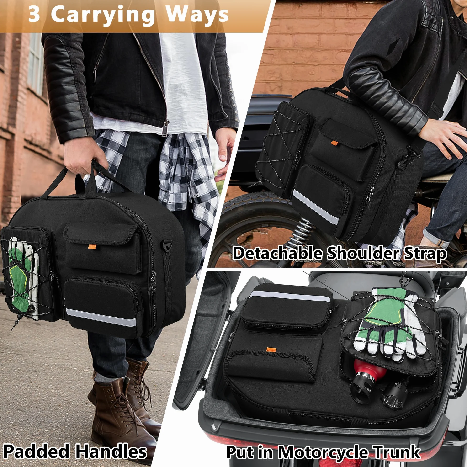 HODRANT Tour Pack Innen Tasche, Motorrad Tourenpaket Organizer Kompatibel mit Street Glide Electra Glide Road King Road Glide Touring Modellen, Gepäck Innen Tasche für Motorrad Kofferraum, NurTasche