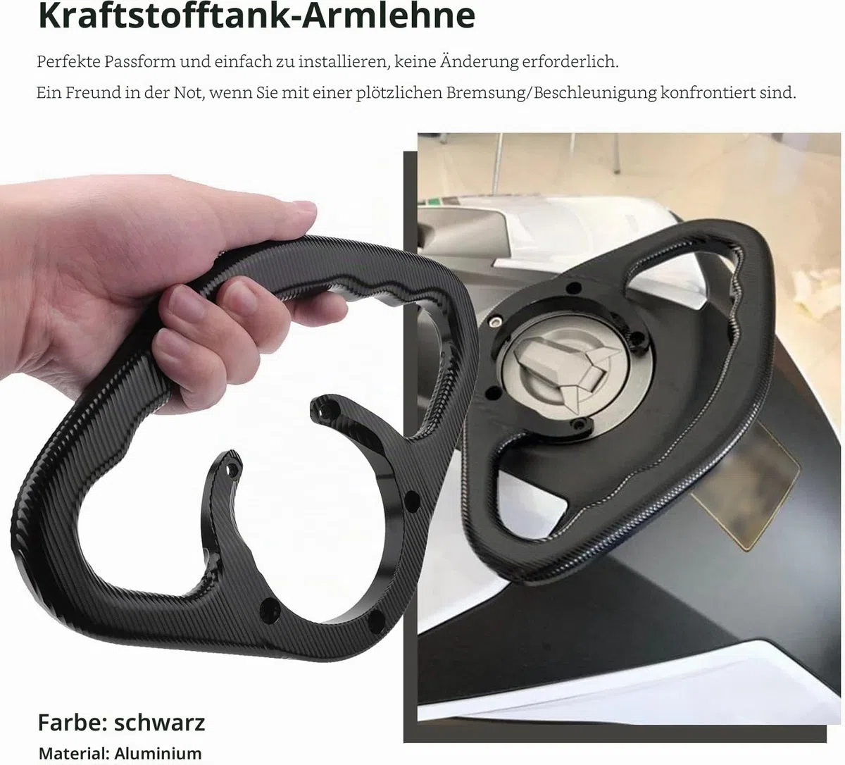 Motorrad Beifahrer Handgriff Tank Haltegriff Armlehne für Z800 Z1000 ZX6R ZX10R schwarz