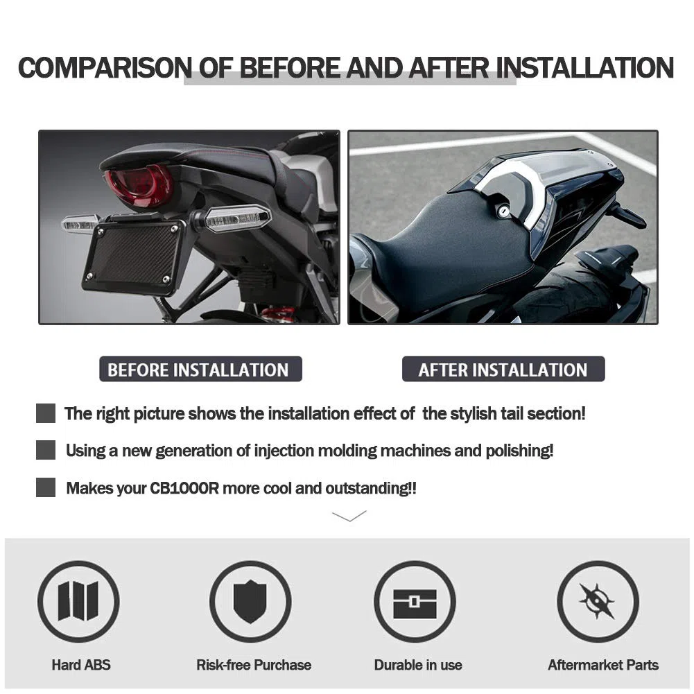 Motorrad Hinten Soziussitz Race Solo Sitzhaube Abdeckung Hart ABS Verkleidung Heckteil für CB1000R CB 1000 R CB 1000R Zubehör 2018 2019 2020 2021 2022 2023 (Silber + Schwarz)