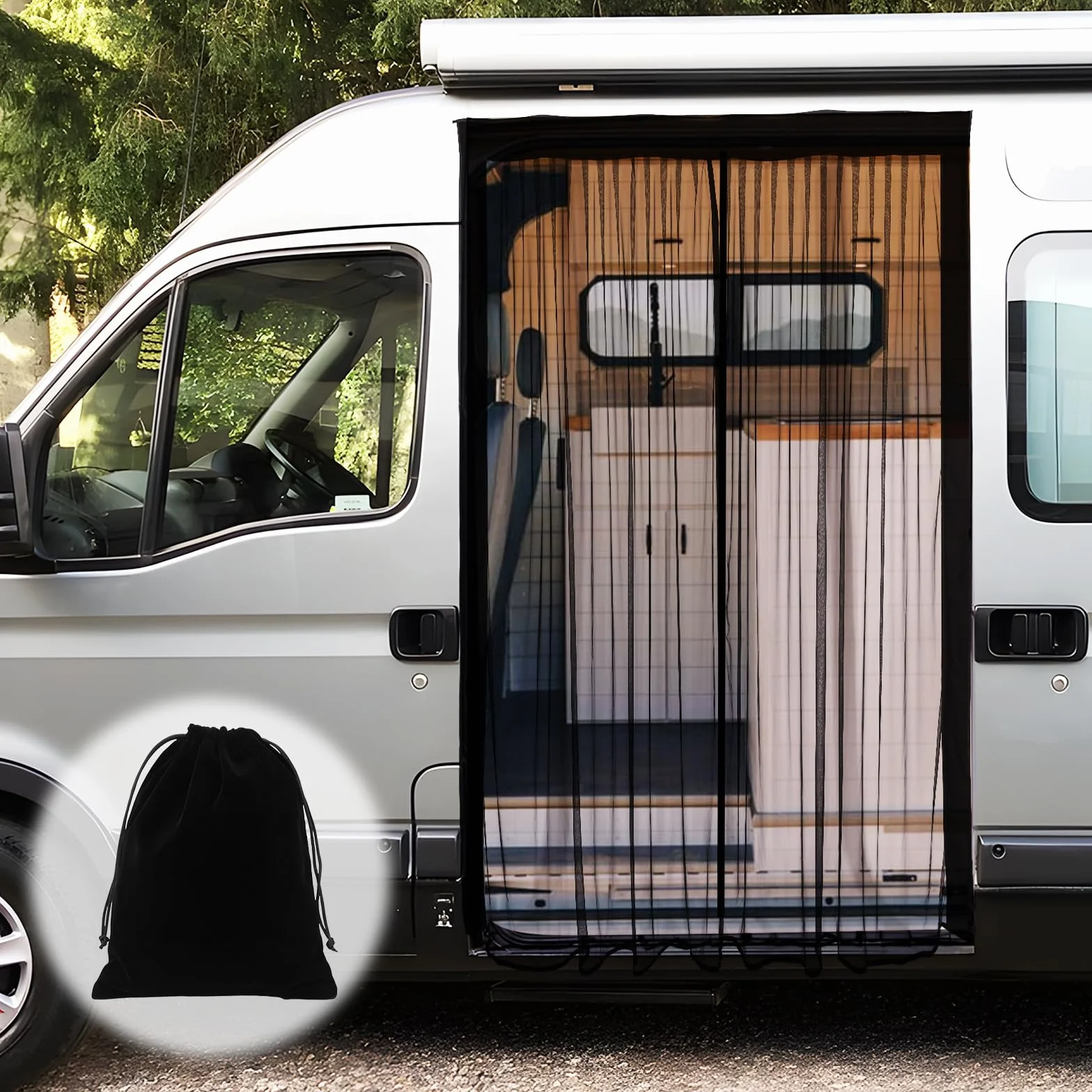 XCBYT Fliegengitter Auto für Multivan Schiebetür/Heckklappe | 150 * 110 cm | Universa Insektenschutz Wohnmobil Camper - Magnetisch Moskitonetz Auto für Camping