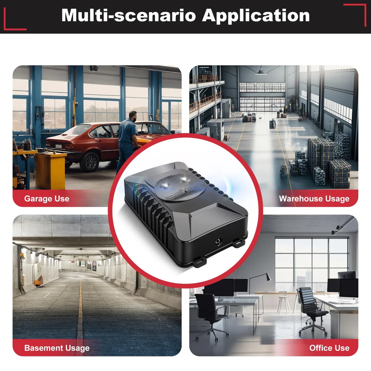 Marderschreck Auto, 2 Stück Ultraschall Marderabwehr Unterstützt USB-Laden und 4 AA-Batterien, Marderschutz mit Blitzlicht, Anschluss an 12V Autobatterie, für KFZ, Motorraum, Dachboden, Haus, Garten