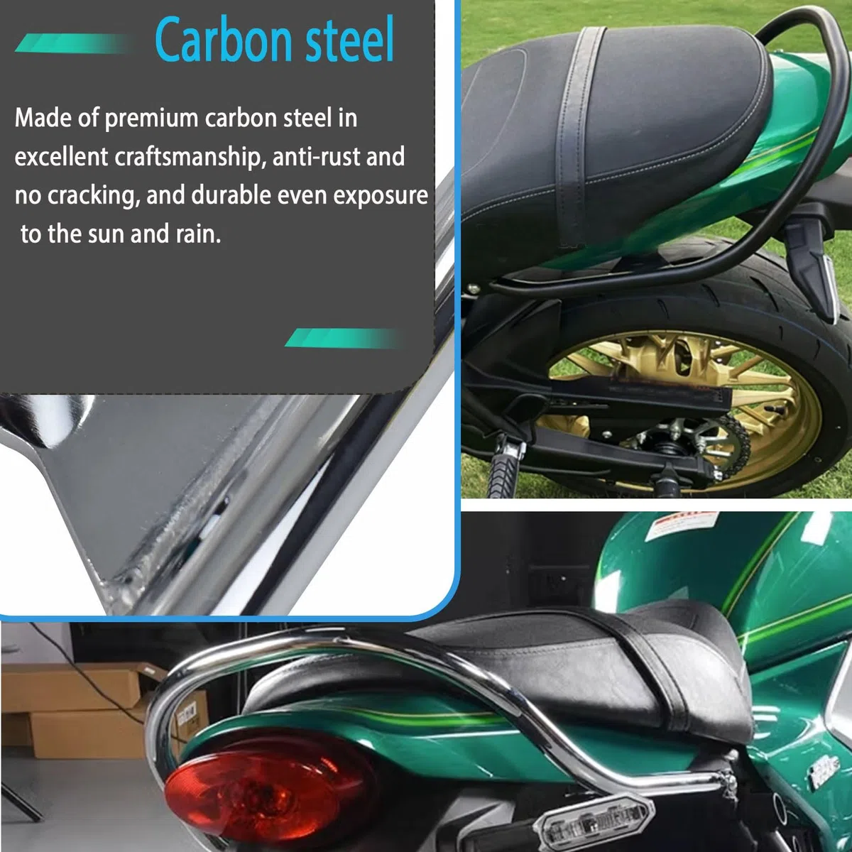 Motorrad-Beifahrer-Armlehne hinten, Soziussitz, Haltegriff, Handschiene, passend für Ka&wa&sa&ki Z650RS Z 650 RS Z 650RS Zubehör 2021 2022 2023 2024 (Schwarz)