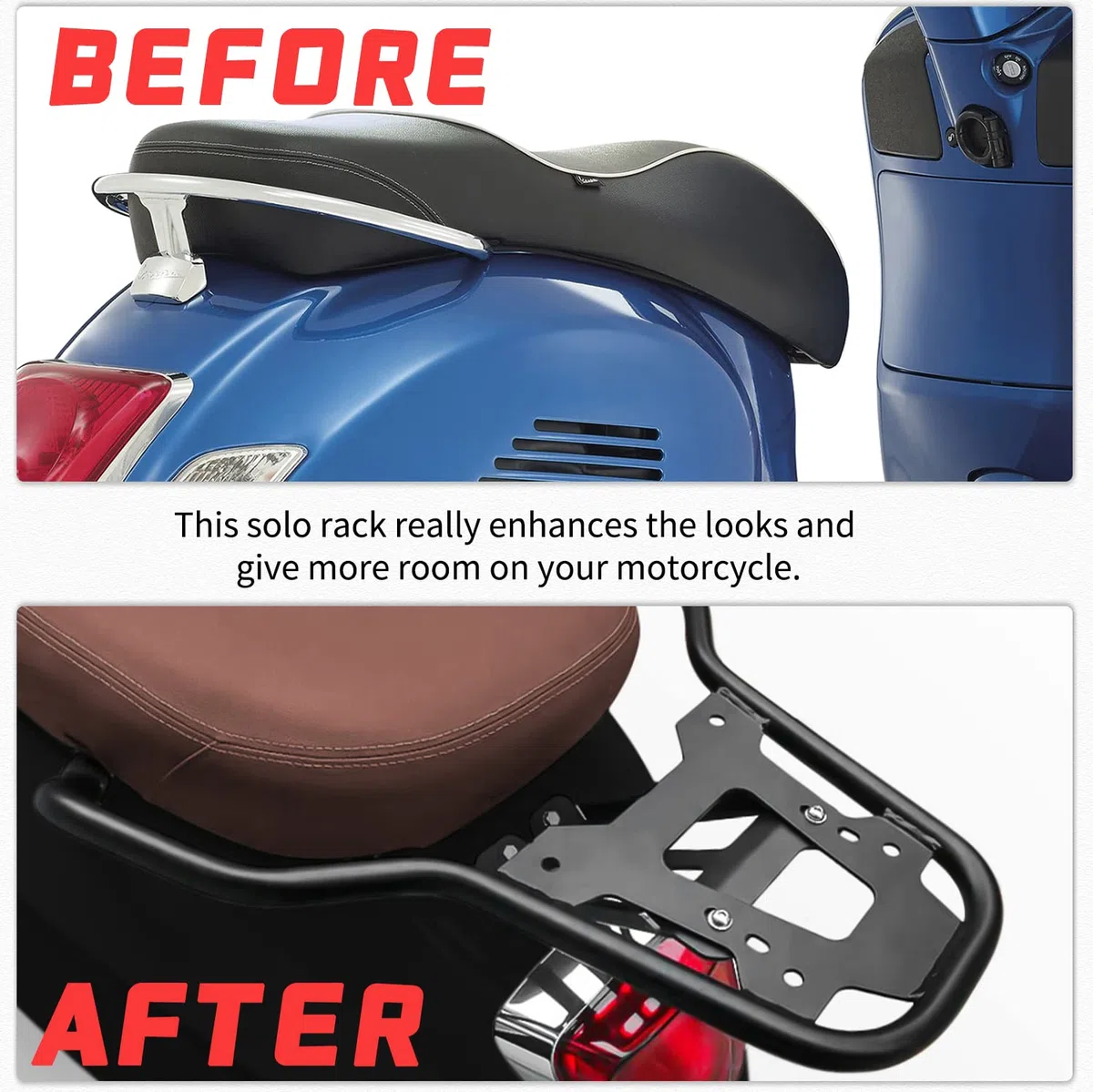 Gepäckträger für Roller, verlängerter Regalträger, obere Halterung, Plattensatz, Beifahrer-Sozius-Haltegriff, seitlicher Handlauf, Heckzubehör für Piaggio Vespa GTS300 GTS 300