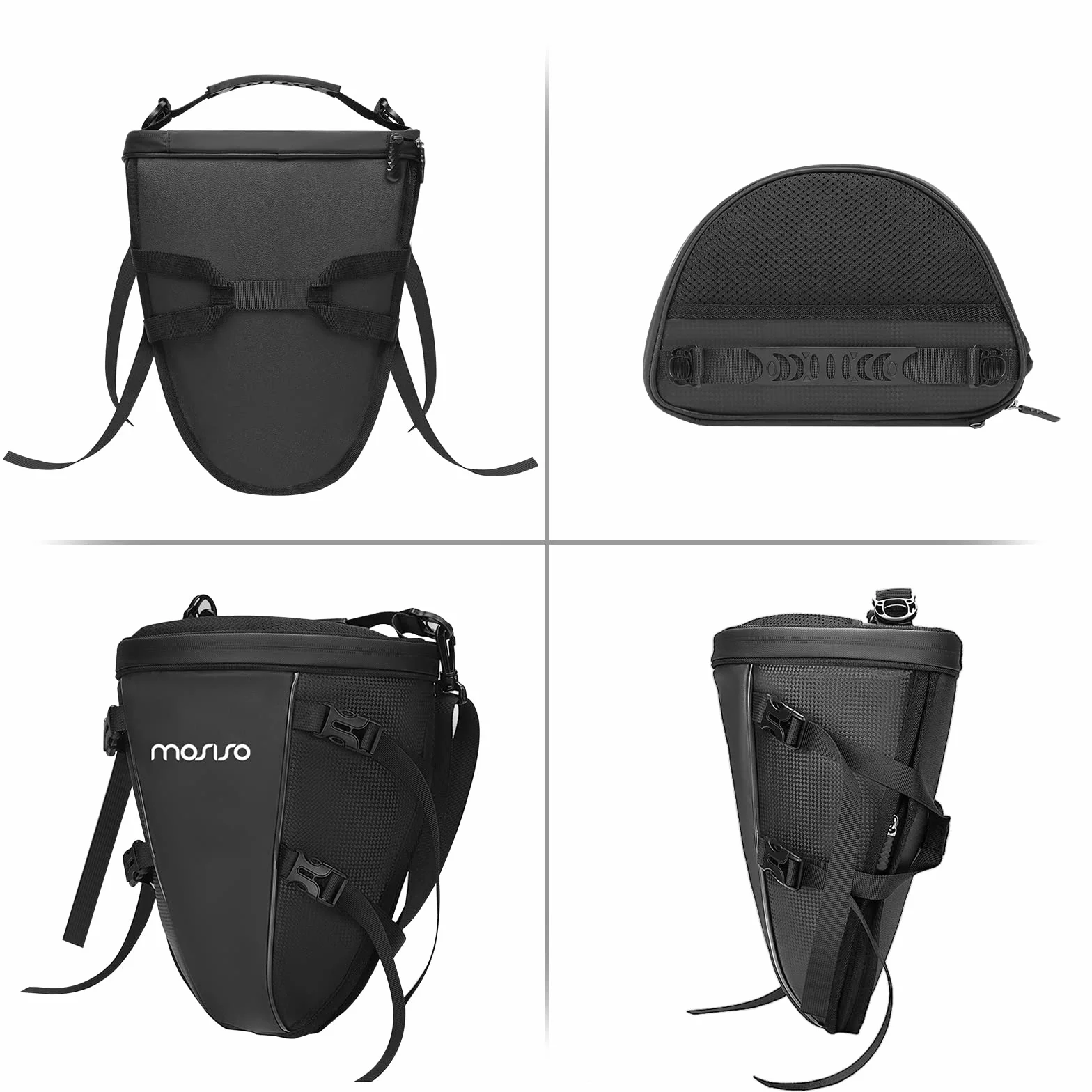MOSISO Motorrad Hecktasche wasserdichte Polyester Satteltasche 10L Tankrucksack mit Schultergurt Schwarz