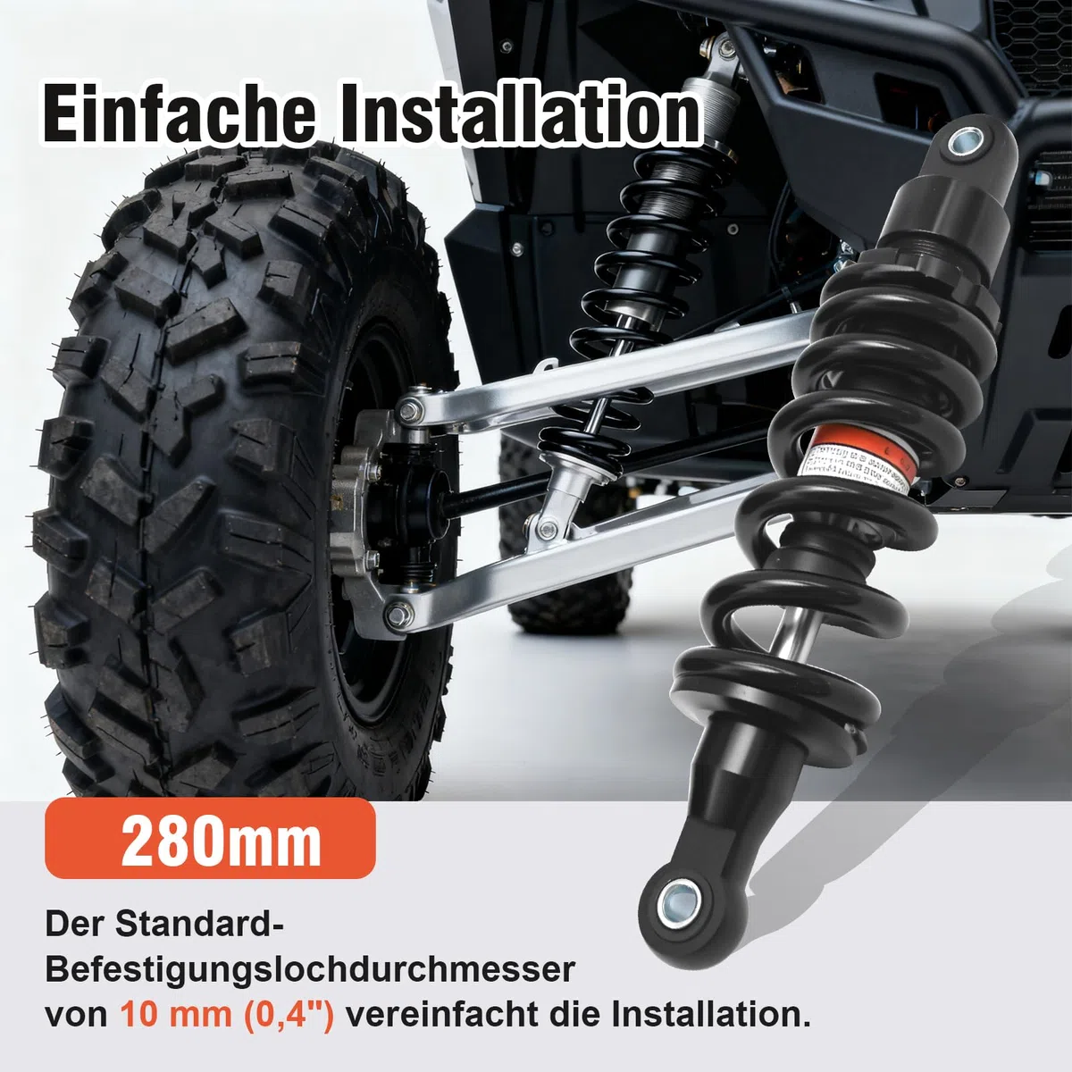 280 mm Universal Federstoßdämpfer, Motorrad Stoßdämpfer Hinten für ATVs, Go-Karts, Roller, Verschiedene andere Fahrzeugtypen, Verbessert den Fahrkomfort und die Leistung