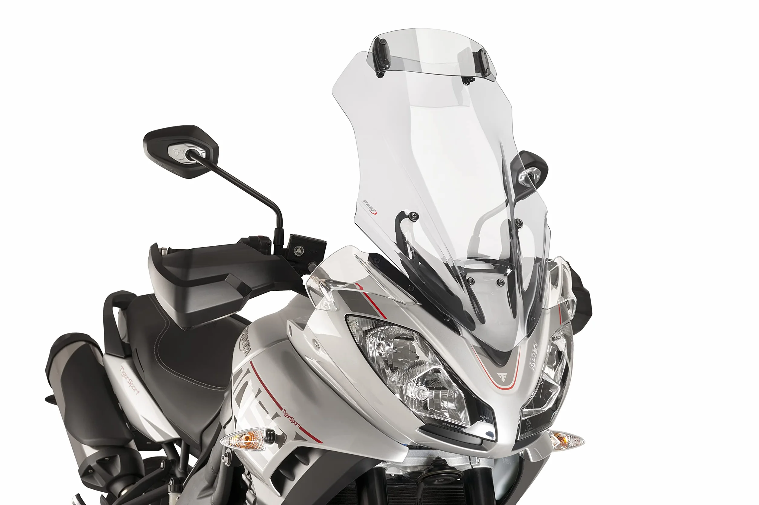 Puig 6320W Multiverstellbarer Clip-on Windabweiser für Motorradscheiben mit Positionsverstellung und robustem Design zur Verbesserung des aerodynamischen Schutzes, Transparent