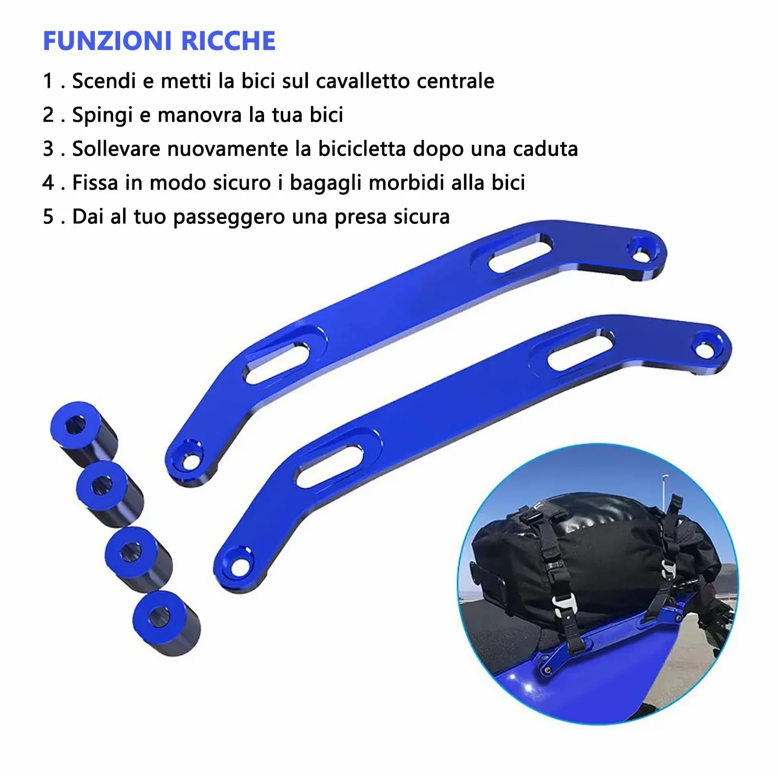 Beifahrergriffe CNC Aluminium Motorrad Motorrad Sozius Beifahrer Hinten Handläufe für TENERE 700 XTZ 700 TENERE 2019-2023 TENERE 700 WOLD RAID 2022-2023 T7 2019-2023(schwarz)
