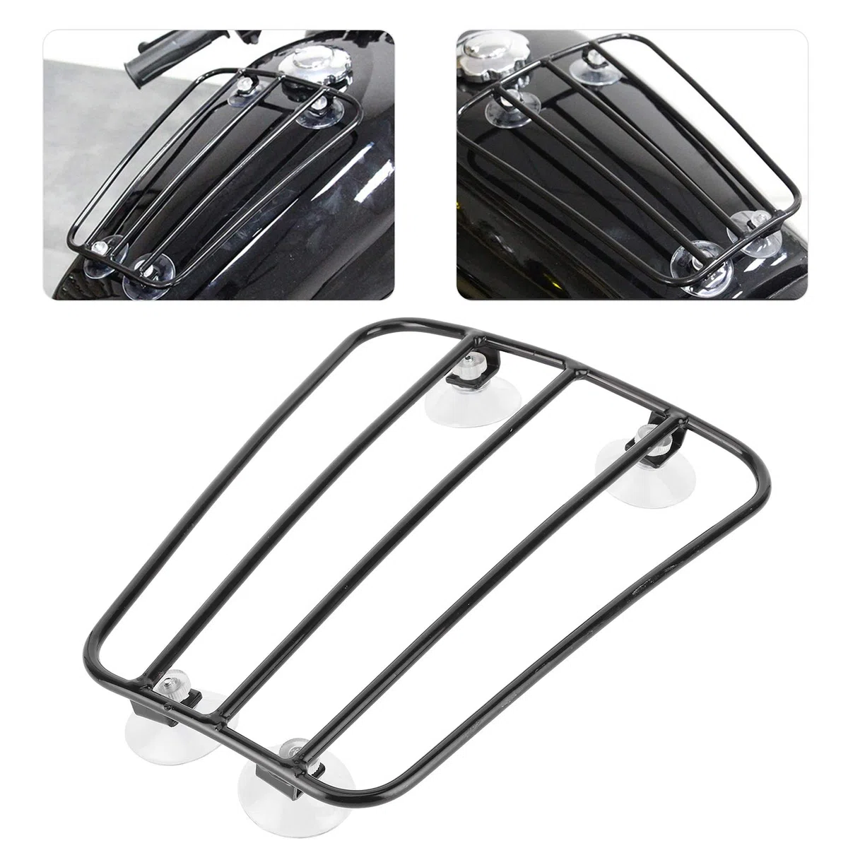 Motorrad Gepäckträger vorne, Motorrad Kraftstofftank Gepäckträger Gepäckträger Universal Retro Style Gepäckträgerhalterung(A (schwarz))