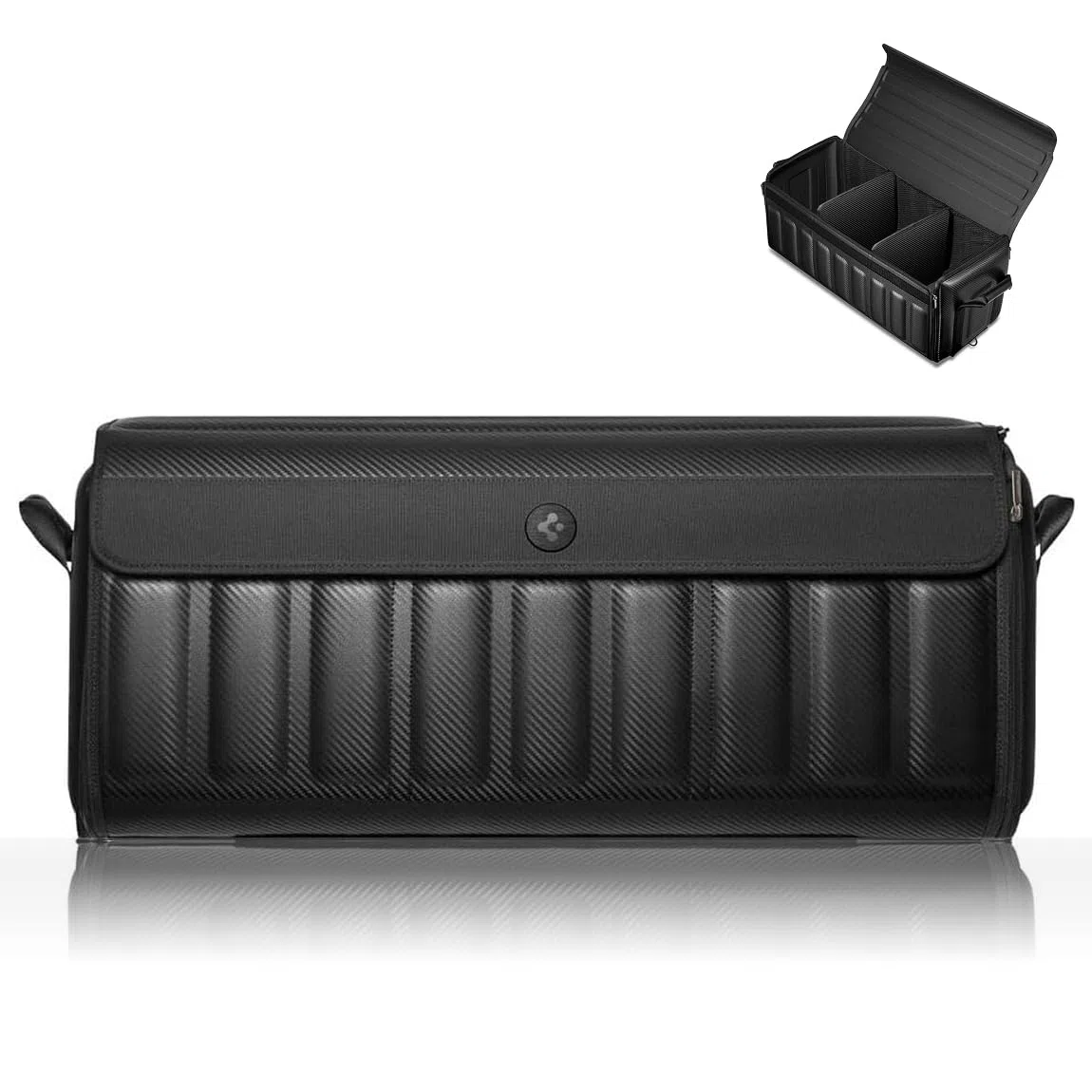 Spigen Tesla Model Y (~2025) Model 3 (Highland 2024~) S X Kofferraum Organizer Universal KFZ Kofferraumtasche mit Klettverschluss für Tesla Model Y 3 S X, Volkswagen, BMW und mehr - Schwarz