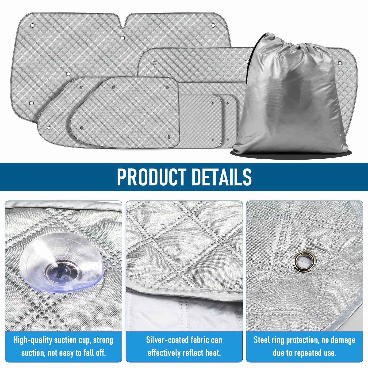MaxAwe 8-teiliges internes Thermoschutzrollo-Set für VW T4 LWB, luxuriöses Sonnenschutz-Wrap-Abdeckungs-Kit, Windschutzscheiben-Frontabdeckung, sommerlicher UV-Sonnenschutz und Winterisolierung für VW