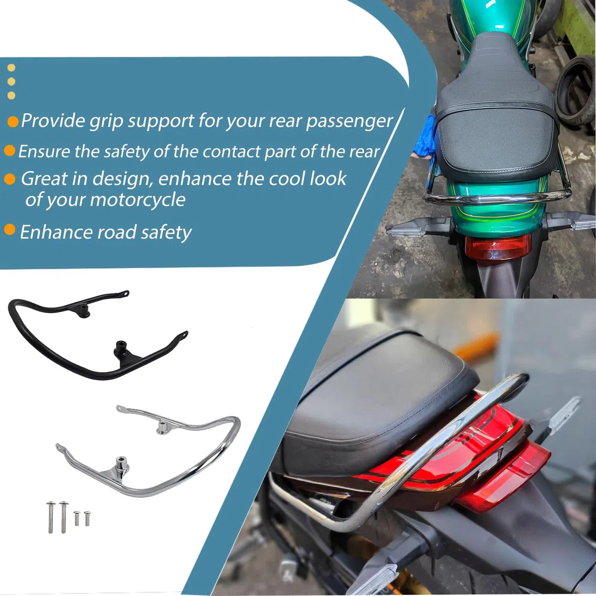 Motorrad-Beifahrer-Armlehne hinten, Soziussitz, Haltegriff, Handschiene, passend für Ka&wa&sa&ki Z650RS Z 650 RS Z 650RS Zubehör 2021 2022 2023 2024 (Schwarz)