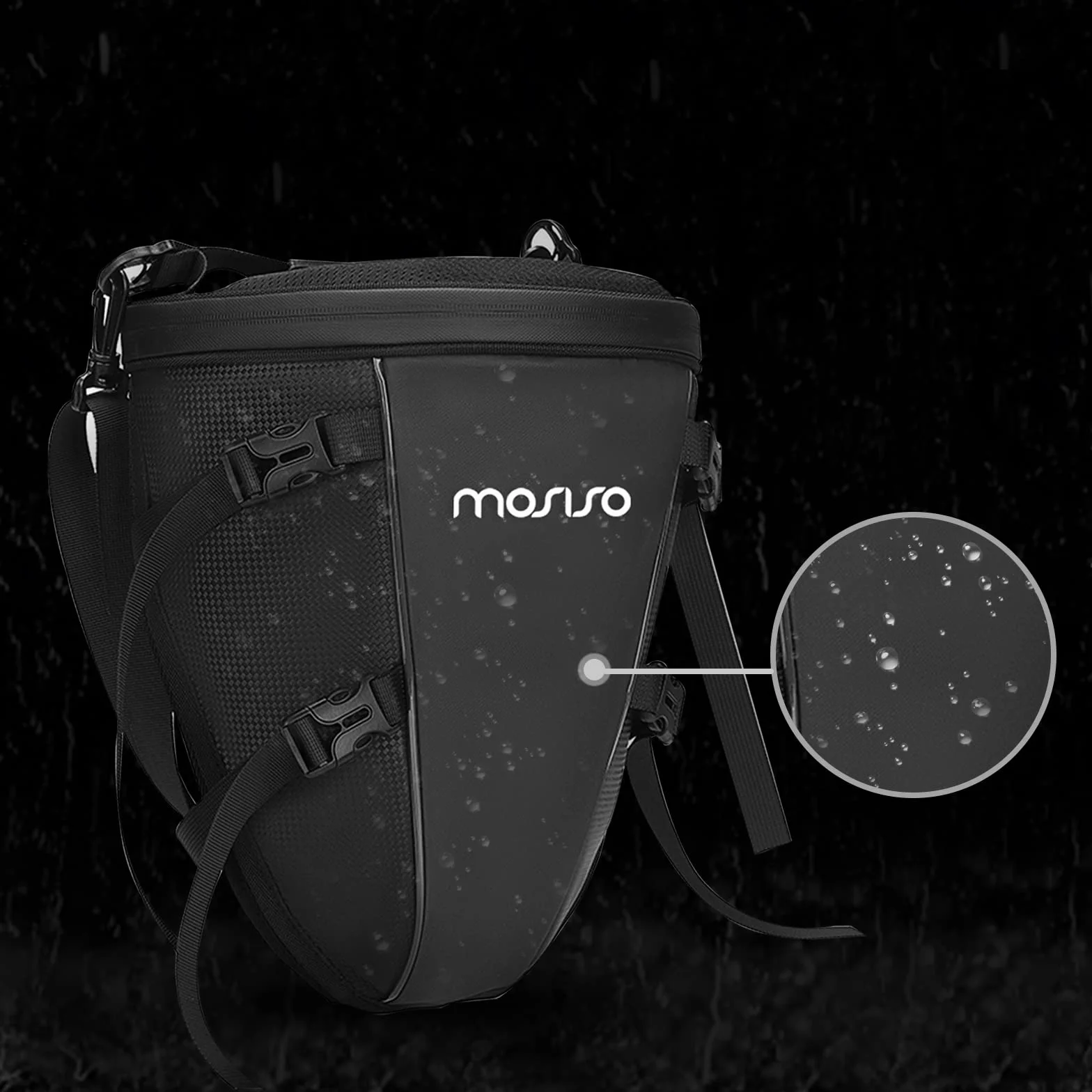 MOSISO Motorrad Hecktasche wasserdichte Polyester Satteltasche 10L Tankrucksack mit Schultergurt Schwarz