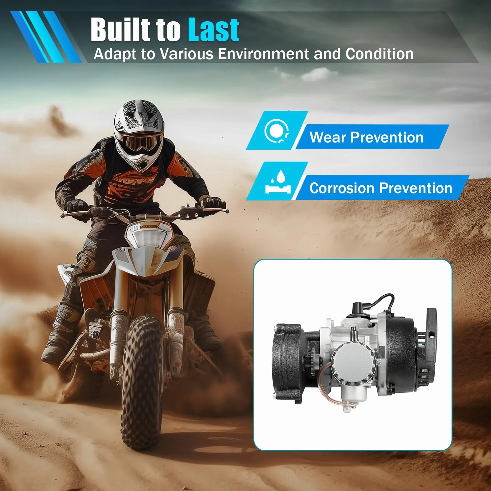 Einzylinder Komplettmotoren, 2-Takt Engine Motor, 49,85 cc 1,9 kW Dirt Bike Motoren, Luftkühlung Motor Kit, 7000 U/min Seilzugstart Benzinmotor, für Pocketbikes, Mini-Dirtbikes