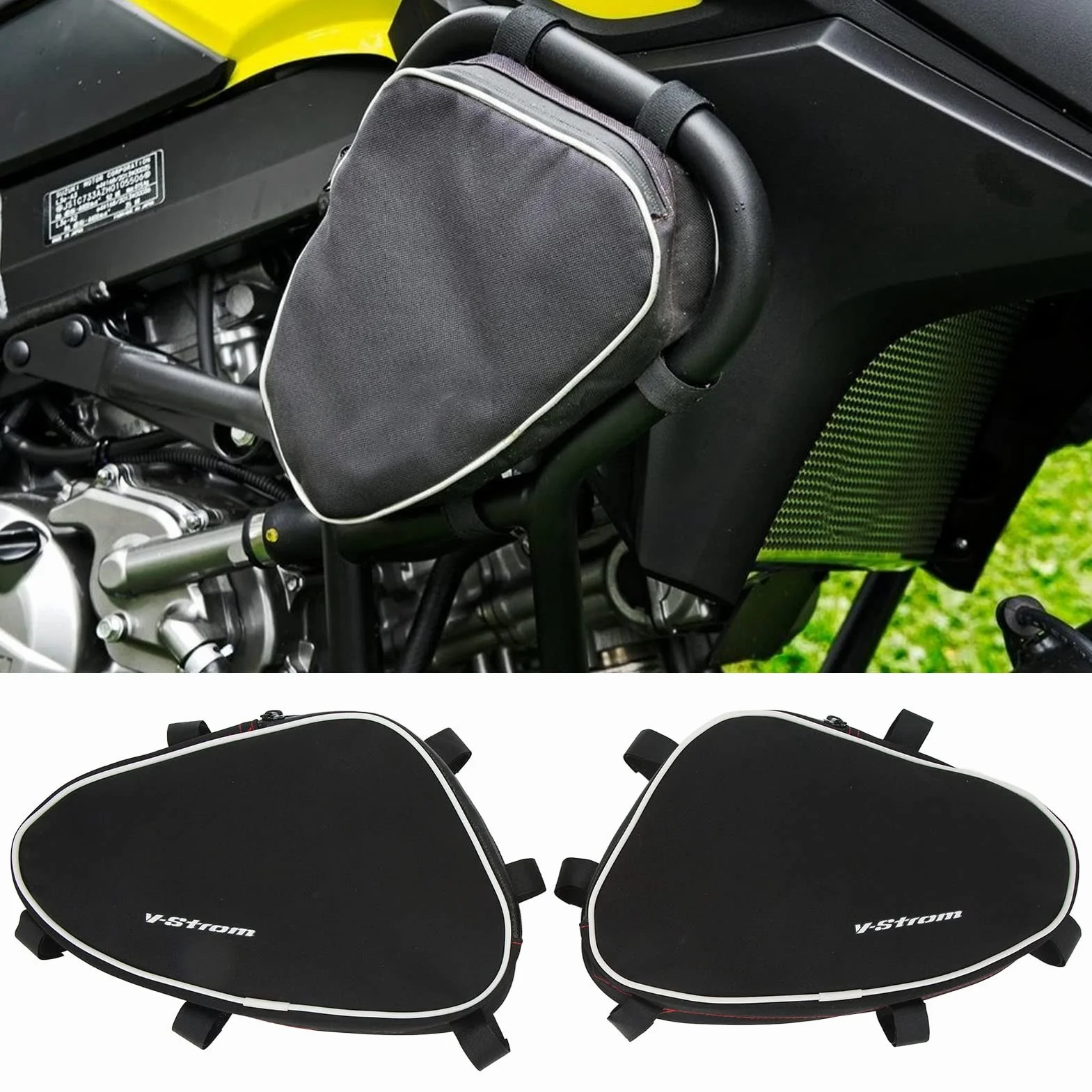 Headerbs Sturzbügel-Taschen, 2 Stück Motorradrahmen-Seitentasche wasserdichte Reparaturwerkzeug-Platzierungspakettasche für Motorrad DL650 DL1000
