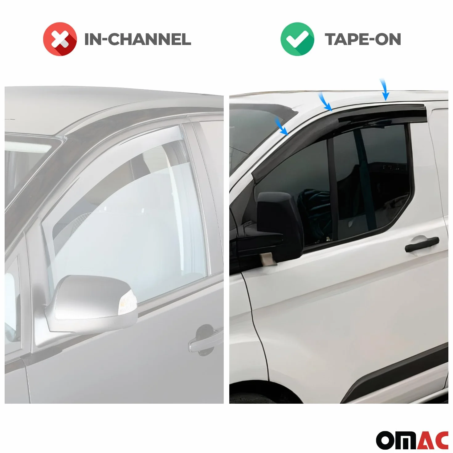OMAC 2X Windabweiser Regenabweiser kompatibel mit Dacia Dokker Lodgy 2012-2022 Dunkel