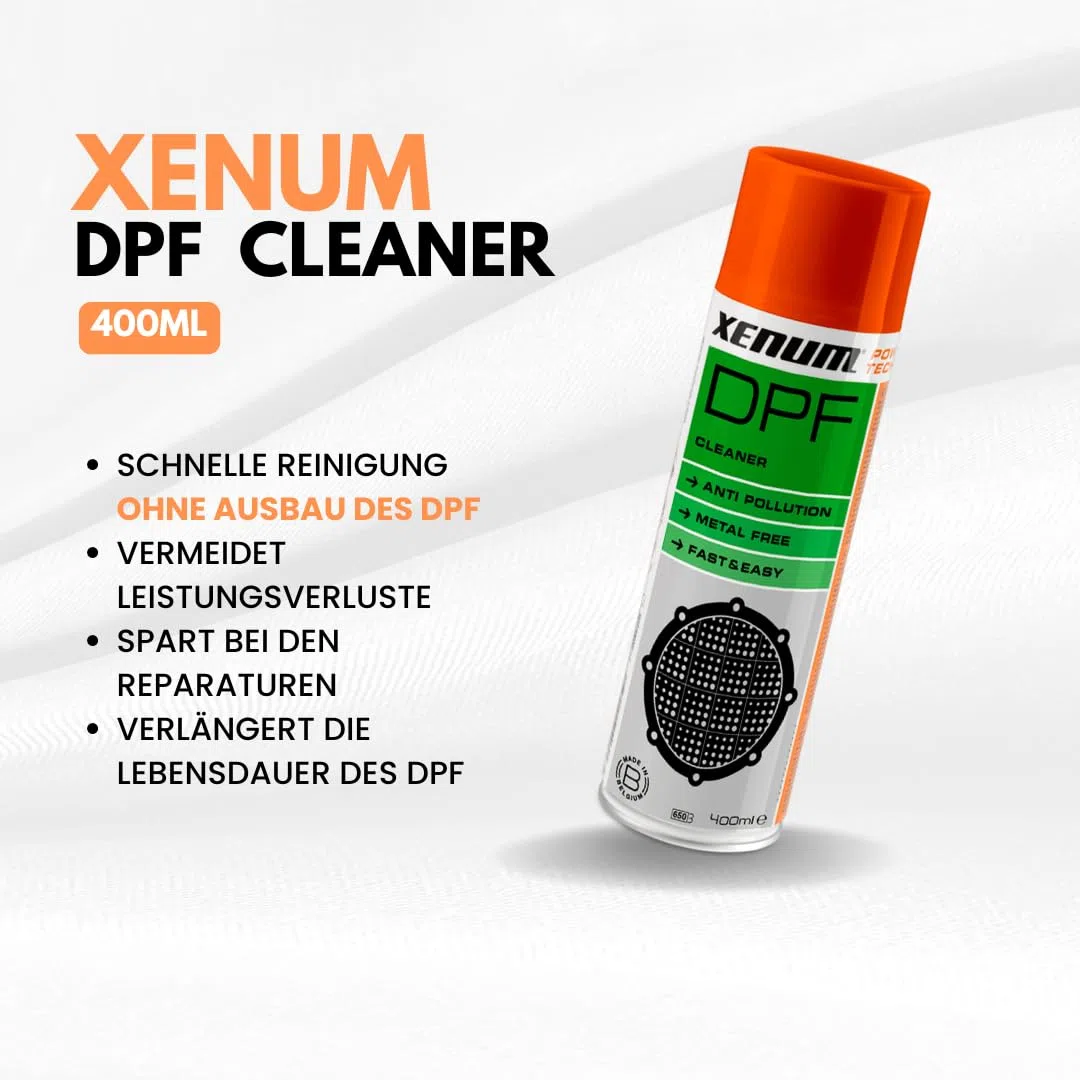 Xenum DPF Cleaner 400ml – Effektive Reinigung des Dieselpartikelfilters (DPF) ohne Ausbau + Nitrilhandschuhe und Sprühsonde – Verlängert die Lebensdauer und verhindert Leistungsverlust