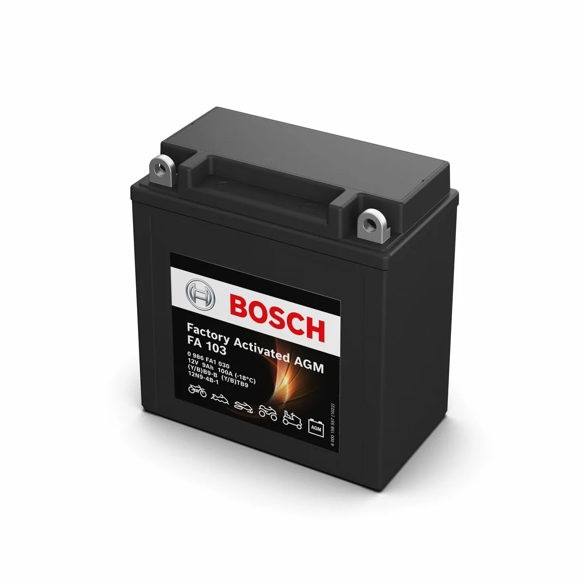 Bosch FA103 - AGM-Motorradbatterie - 12V 100A 9Ah - Geeignet für Motorräder, Motorräder, Enduros, Roller, Quads, Jetskis - Kompatibel M4F25, BB9-B, BTB9, 12N9-4B-1