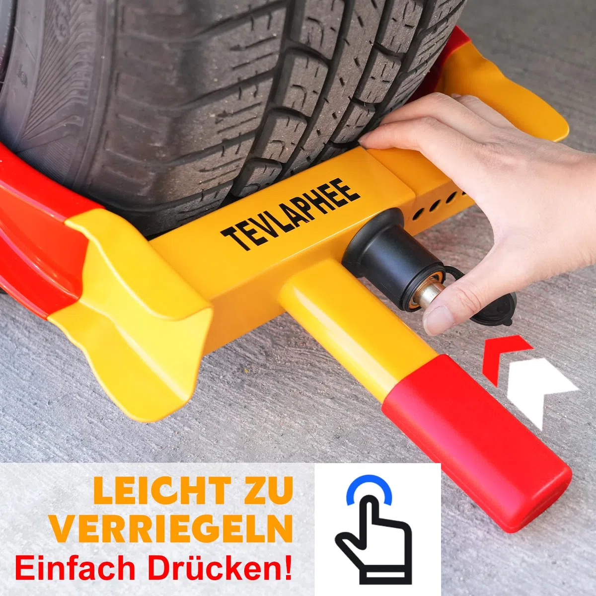 Tevlaphee Radkralle Parkkralle mit Sicherheitsschloss und 3 Schlüsseln für PKW Wohnwagen Anhänger - Reifenbreite 19-30cm - Felgenkralle Reifenkralle Wegfahrsperre Diebstahlsicherung