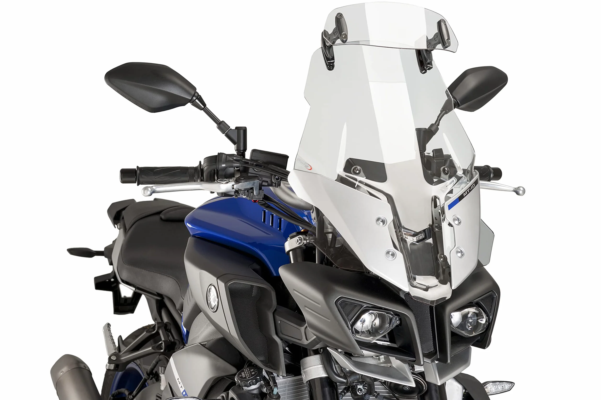 Puig 6320W Multiverstellbarer Clip-on Windabweiser für Motorradscheiben mit Positionsverstellung und robustem Design zur Verbesserung des aerodynamischen Schutzes, Transparent