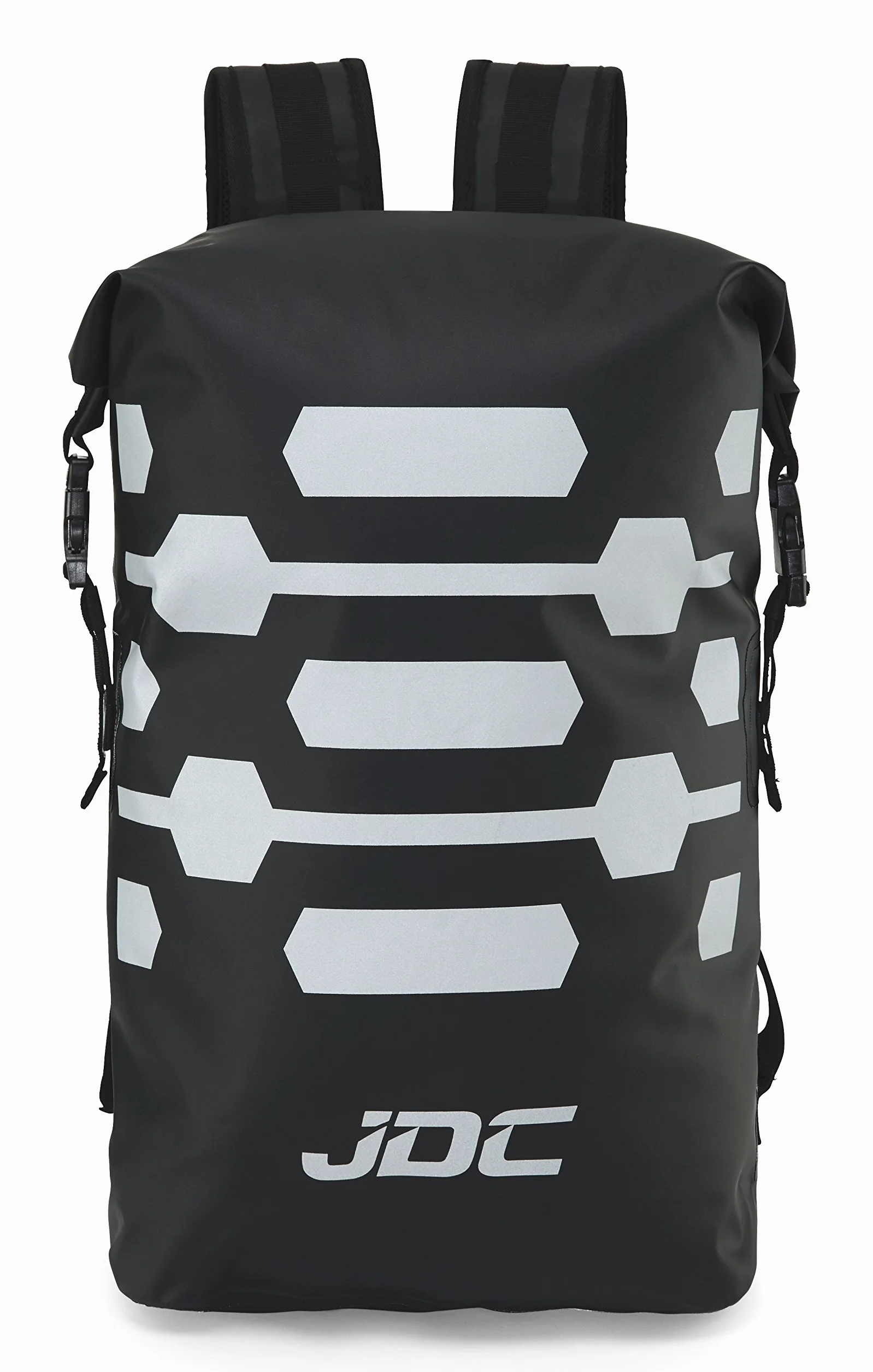 JDC Motorrad Rucksack 100% wasserdichte Reflektierend Tasche 30 L - Reflector - Schwarz