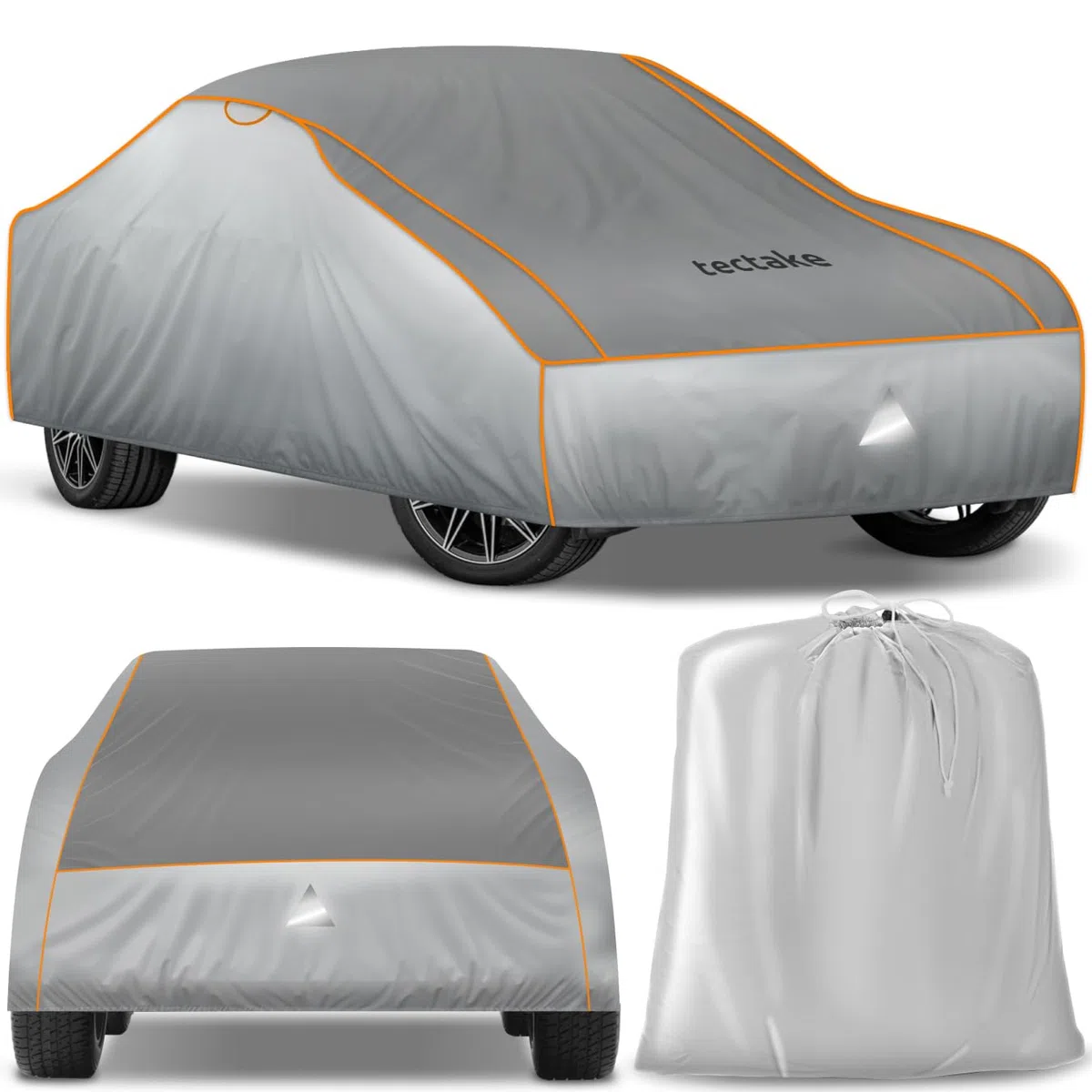 tectake® Auto Abdeckplane, Hagelschutz Autoplane, Autoabdeckung, wasserdichte Decke, atmungsaktiv, elastische Autogarage, Auto Zubehör mit Aufbewahrungstasche, kompatibel mit vielen Modellen - Größe L