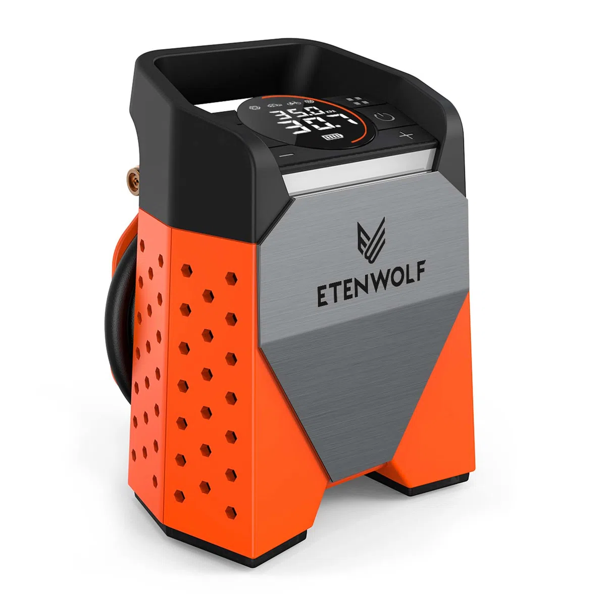 ETENWOLF ZEPHYR S3-7800mAh Elektrische Luftpumpe, 160 PSI/11.03Bar Tragbarer Luftkompressor Für Auto,Motorrad,Fahrrad,Bälle, 1 Minute Schnellbefüllung und Digitalen LED Leuchten, USB-Powerbank