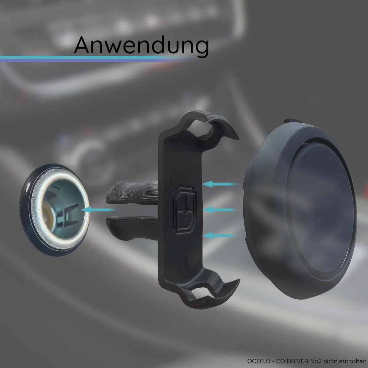 Zigarettenanzünder Halterung passend für OOONO CO-Driver NO2 KFZ 12V Steckdose Armaturenbrett Mittelkonsole Blitzerwarner Zubehör