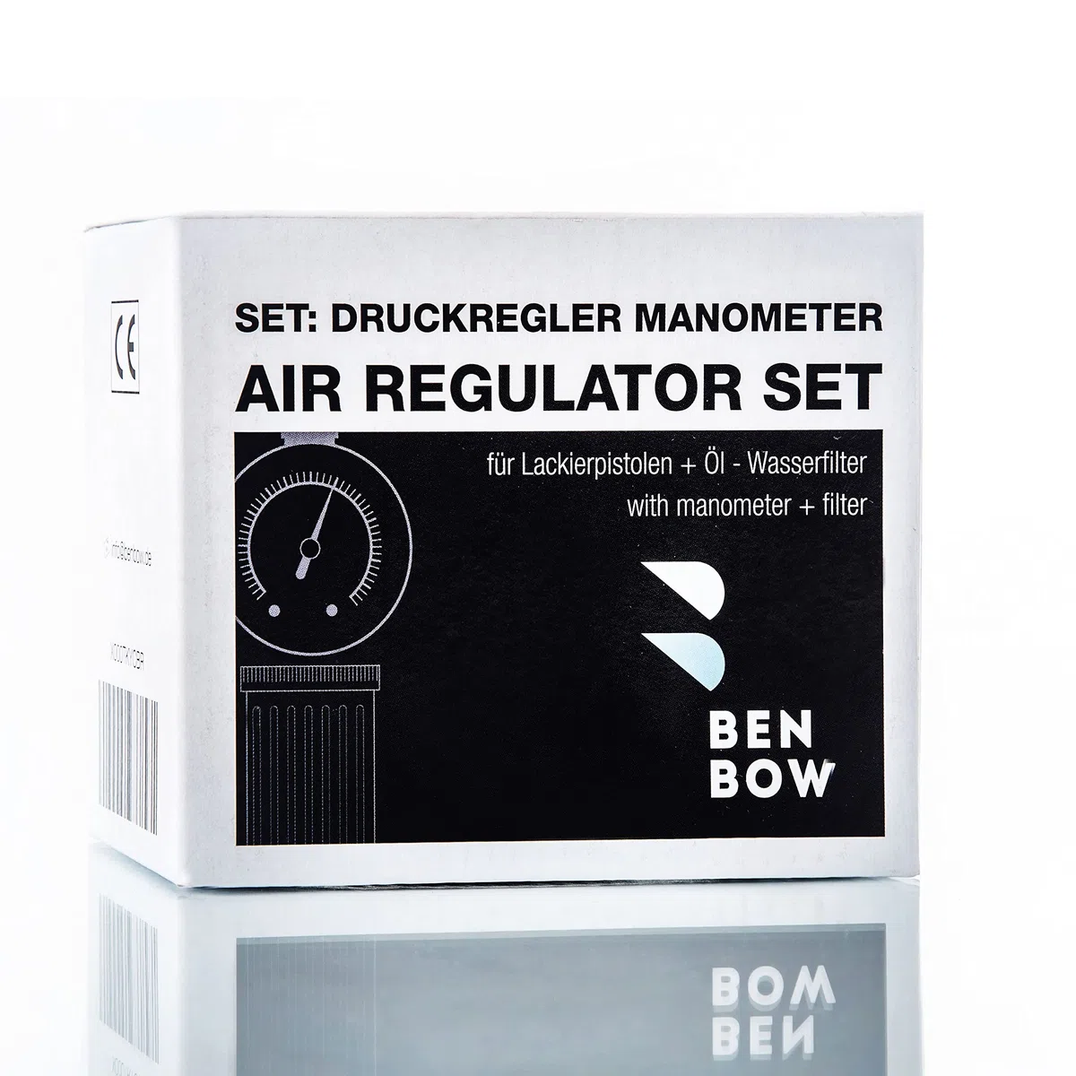 BenBow Druckluftregler mit Manometer und Wasserabscheider 1/4 Zoll Druckluft Filter