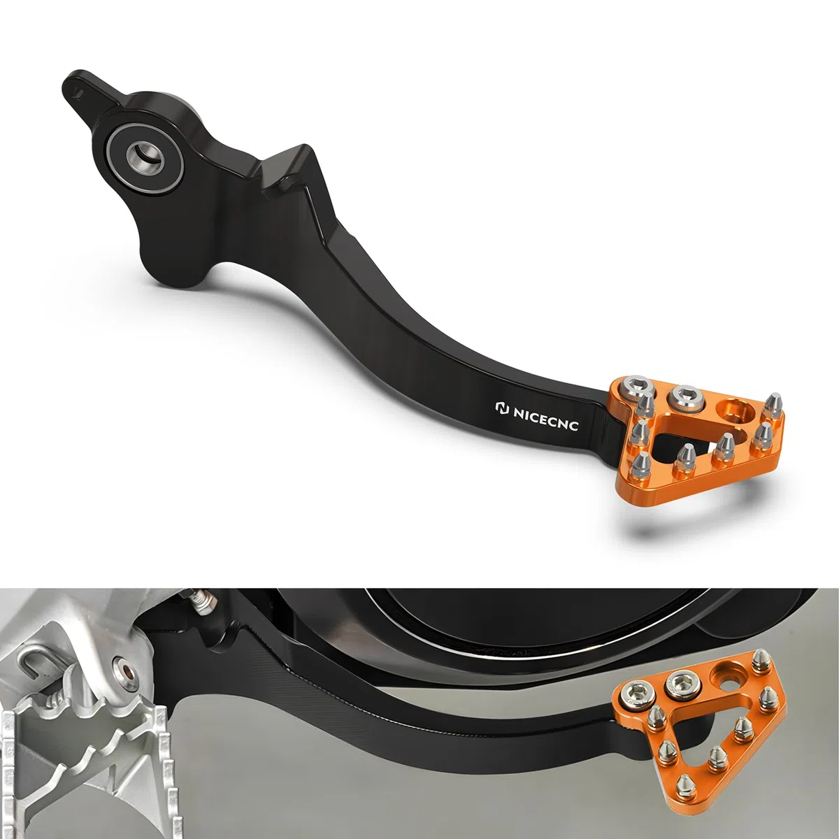 NICECNC Hinterradbremshebel mit verdicktem vergrößertem Anti-Rutsch Pedal Compatible with Husqvarna 701 Enduro 2016-2019, Compatible with 690 Enduro R 2011-2018, Aluminium,Siehe Passform,Orange
