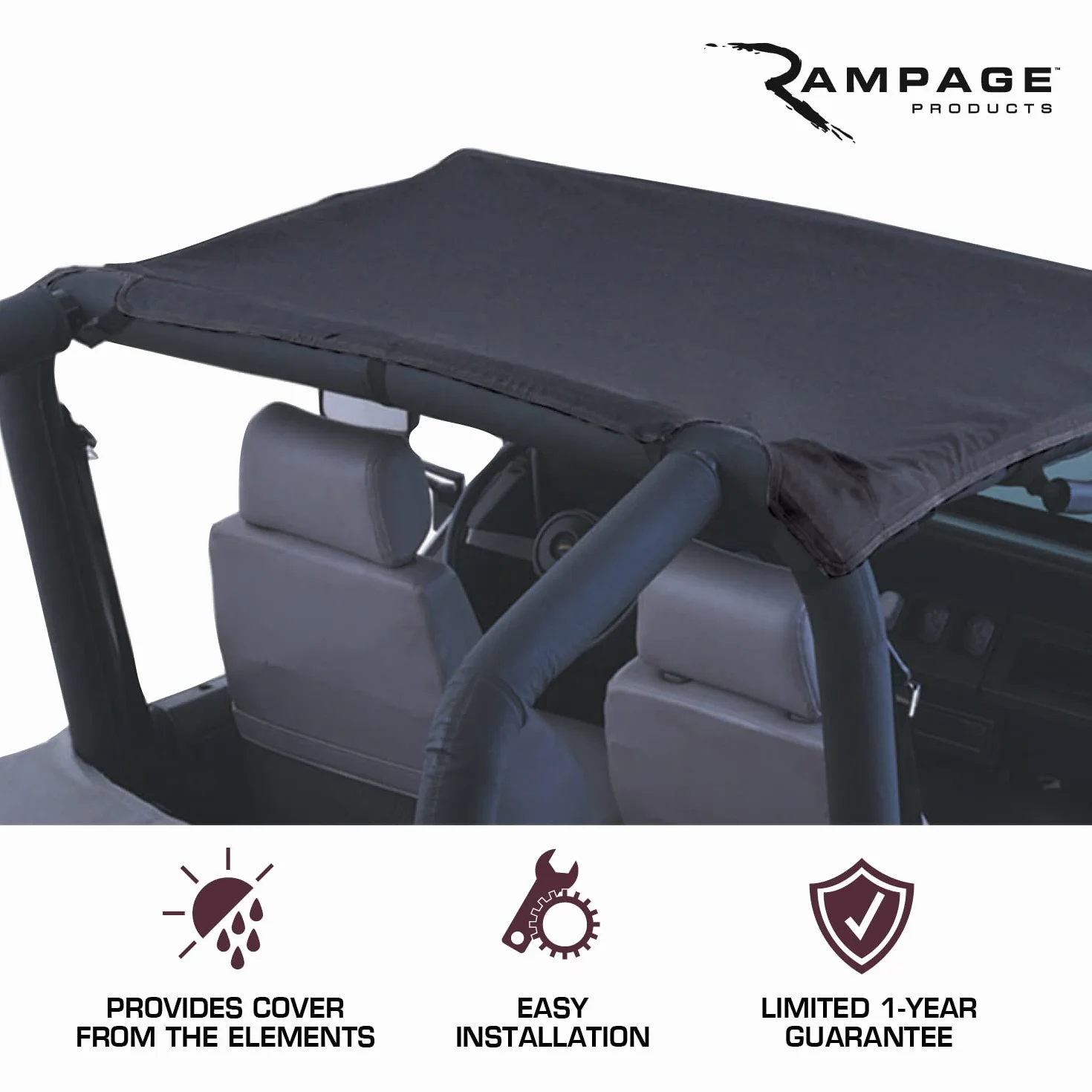 RAMPAGE PRODUCTS California Brief Softtop für Jeep Wrangler TJ Black Diamond Vinyl 93335 1997-2006