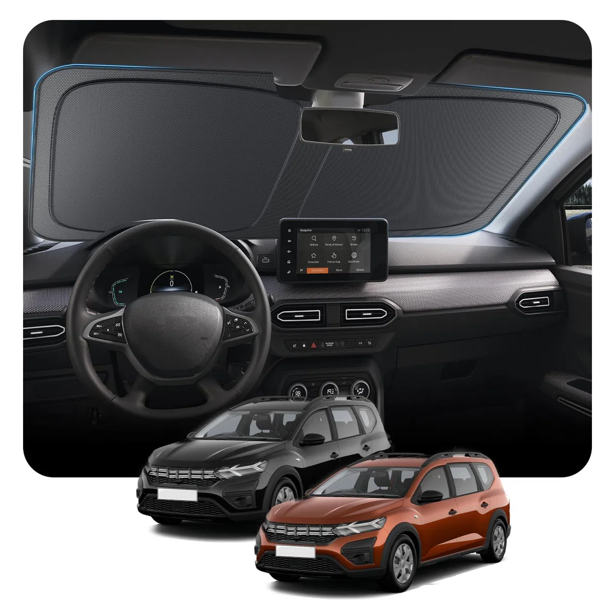 [Upgrade] BSTW Faltbarer Sonnenschutz für Dacia Jogger 2021-2025 2026 Frontscheiben Abdeckung mit UV-Schutz & Hitzeschutz Sonnenschirm Jogger Zubehör