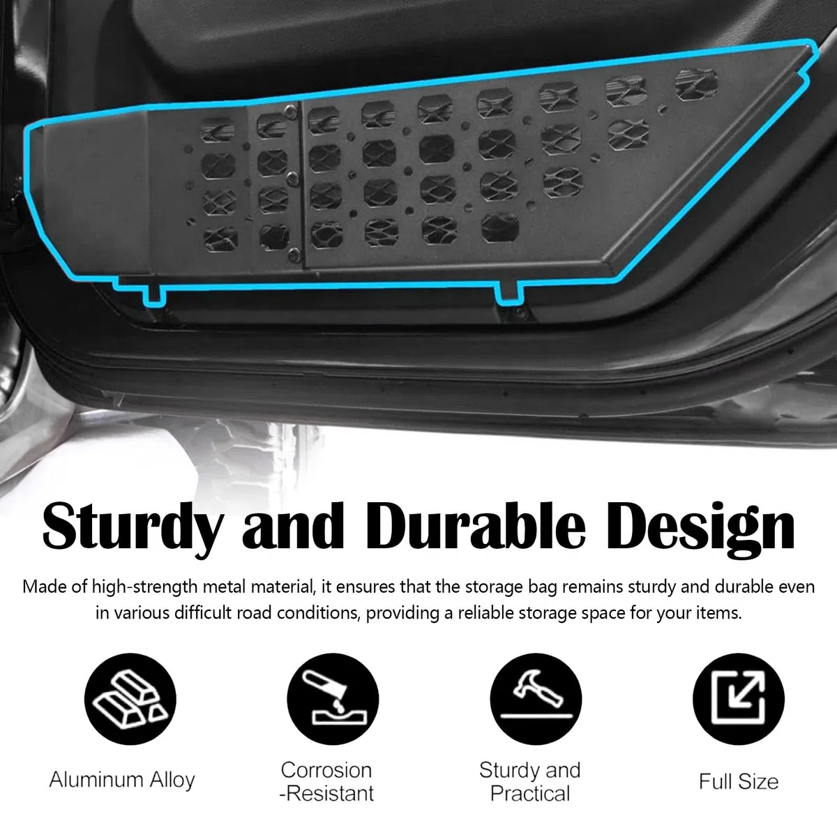Vordertür Aufbewahrungsbox für Jeep Wrangler, Aufbewahrungsbox aus Metall für die Vordertür Türseiten-Organizer für Jeep Wrangler JL JLU 4XE 2018–2024 und Gladiator JT 2020–2024
