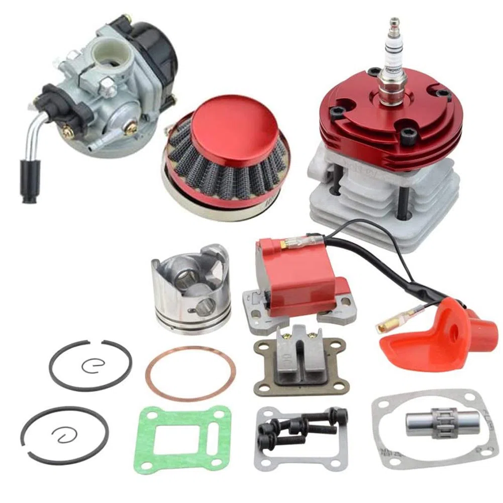 Vergaser-Luftfilter-Zündspulen-Set, 44 mm Zylinder, groÃŸe Bohrung, 53 cc 54 cc Zündkerze, L7T, Top-Kit, Kolben für 47 cc 49 cc 2-Takt-Motor, Pocket Bike, Mini Cacing Bike