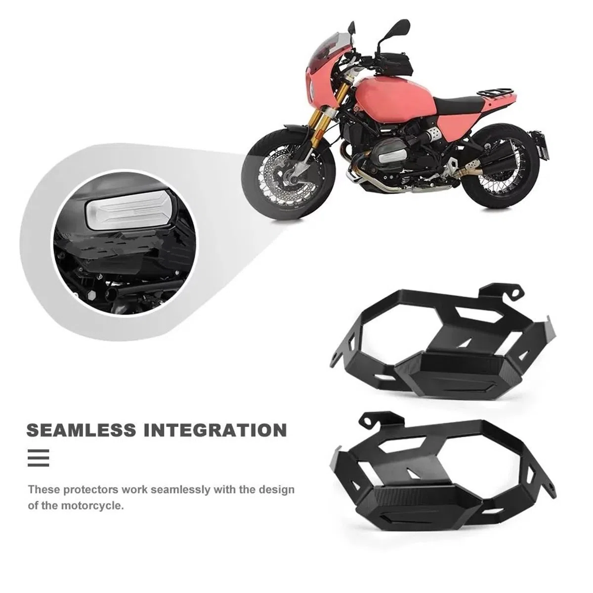Seitenverkleidungen Zylinderkopfschutzabdeckung passend für Bmw R12 R12nineT R 12 NINET 2023- Motorradzubehör Motorschutz Motorrad Kühlerschutz(Black-Black)