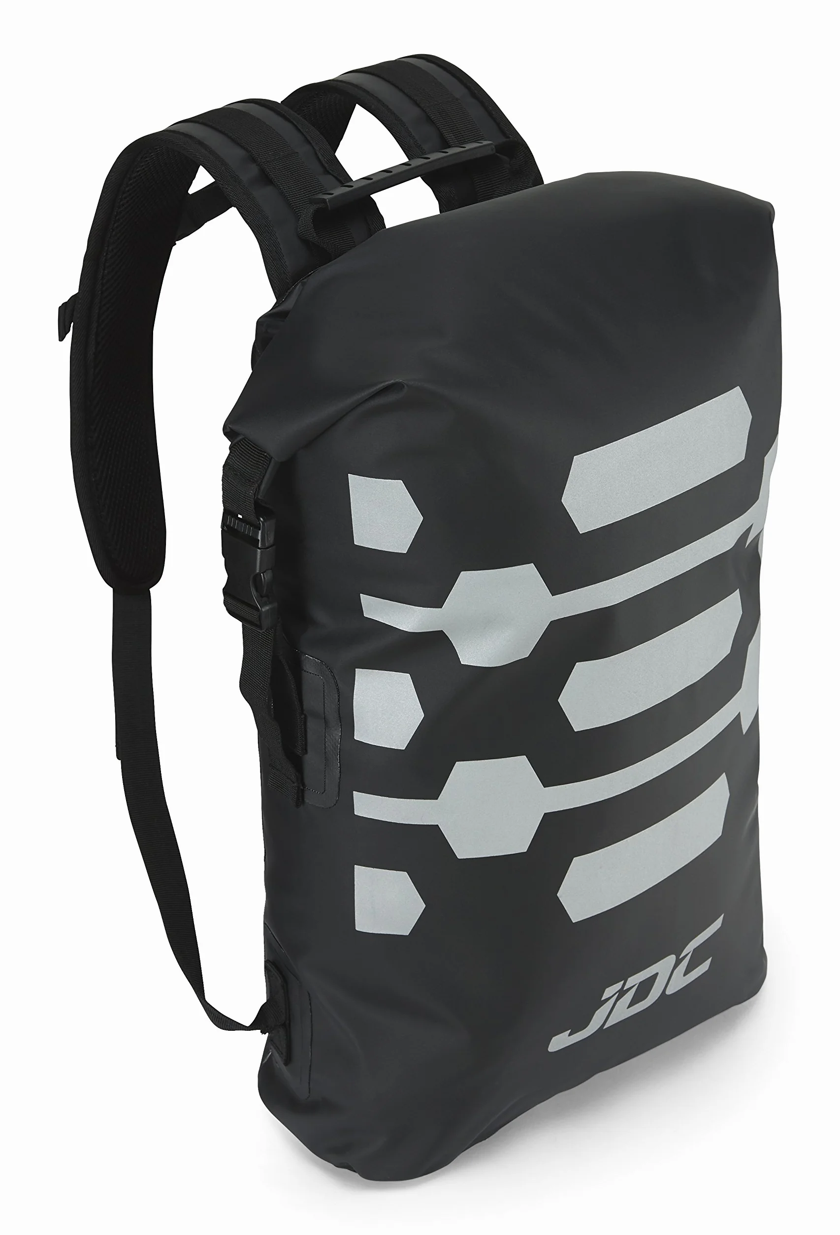 JDC Motorrad Rucksack 100% wasserdichte Reflektierend Tasche 30 L - Reflector - Schwarz