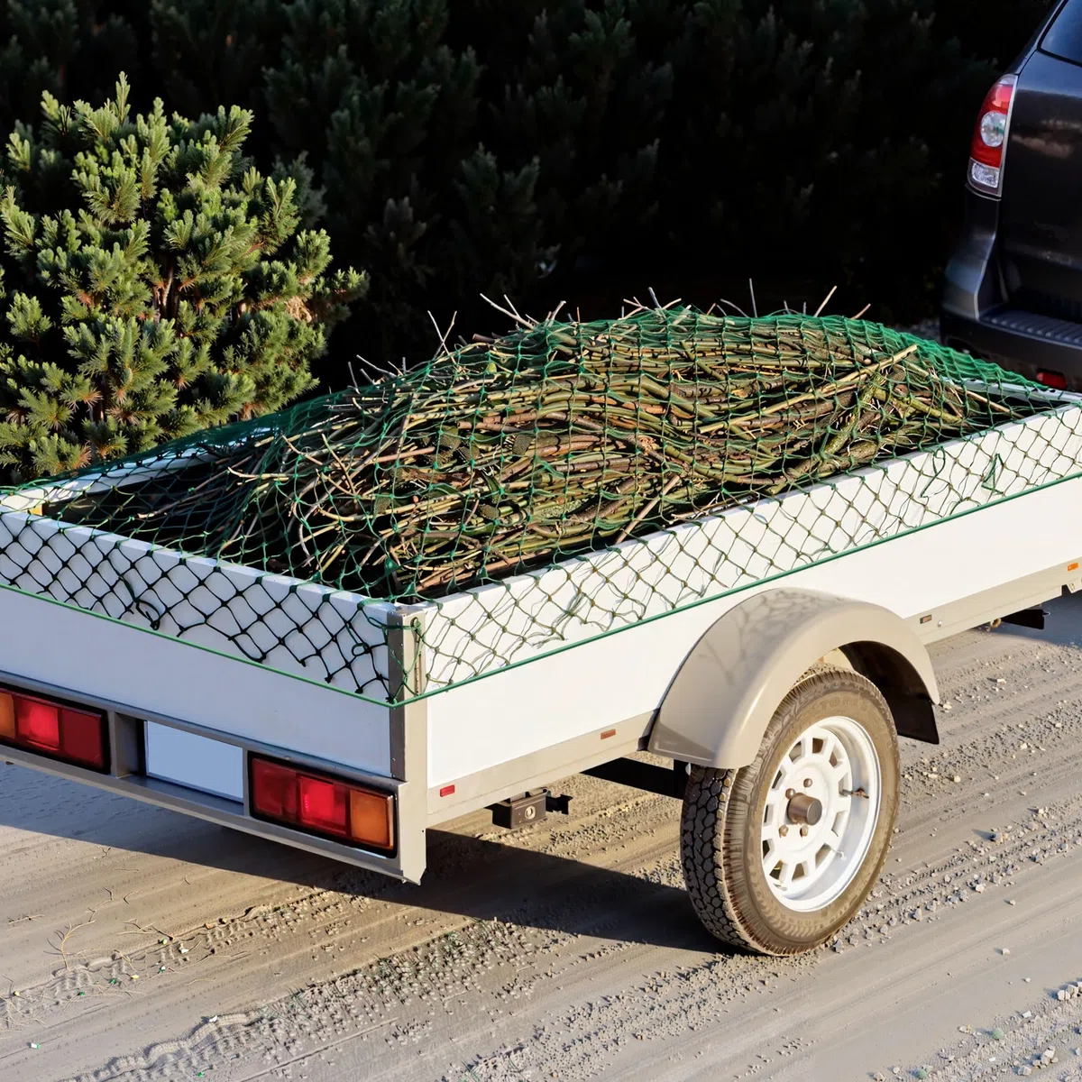Wiltec Ladungssicherungsnetz 5x3 m Grün Masche 4,5x4,5 cm Stärke 3 mm Polypropylen Transportnetz für Anhänger mit Randkördel Witterungsbeständig Ladung Sicherheit