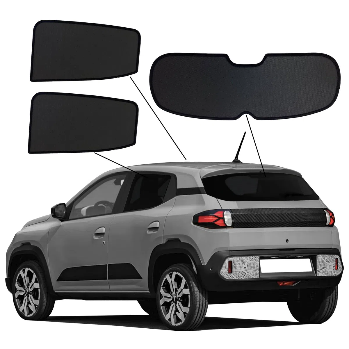 Premium SunClip Auto Sicht- & Sonnenschutz kompatibel mit Dacia Spring 2024- INKL Tasche
