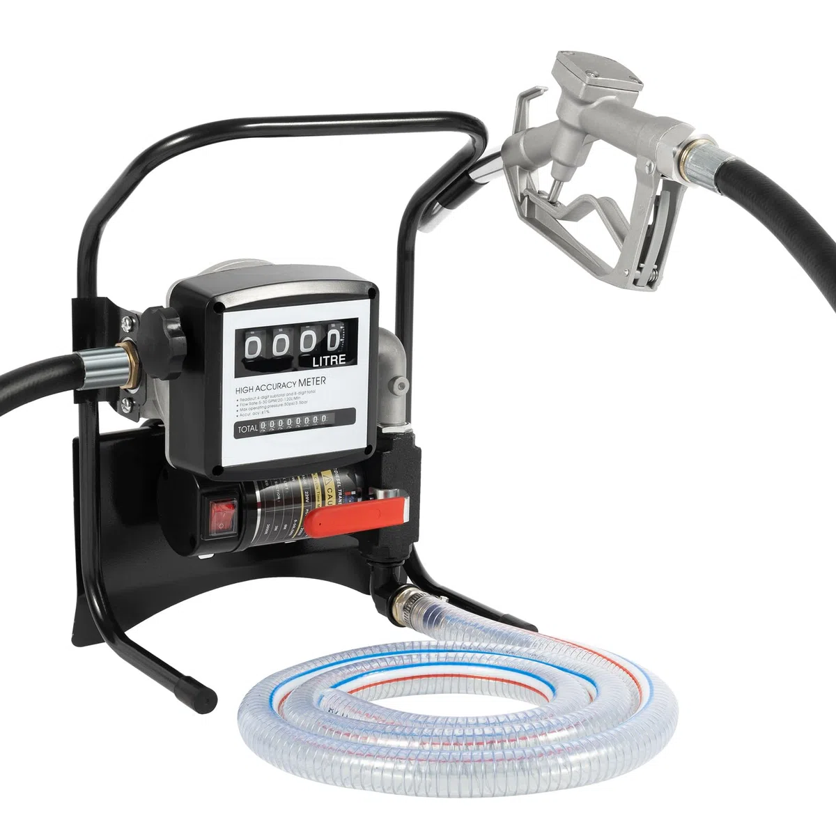 Dieselpumpe 220V Heizölpumpe Selbstansaugend, 200W Elektrische Kraftstoffpumpe 45L/Min, Professionelle Umfüllpumpe Ölabsaugpumpe Ölpumpe mit Zapfpistole, Einlassrohr, Auslassrohr