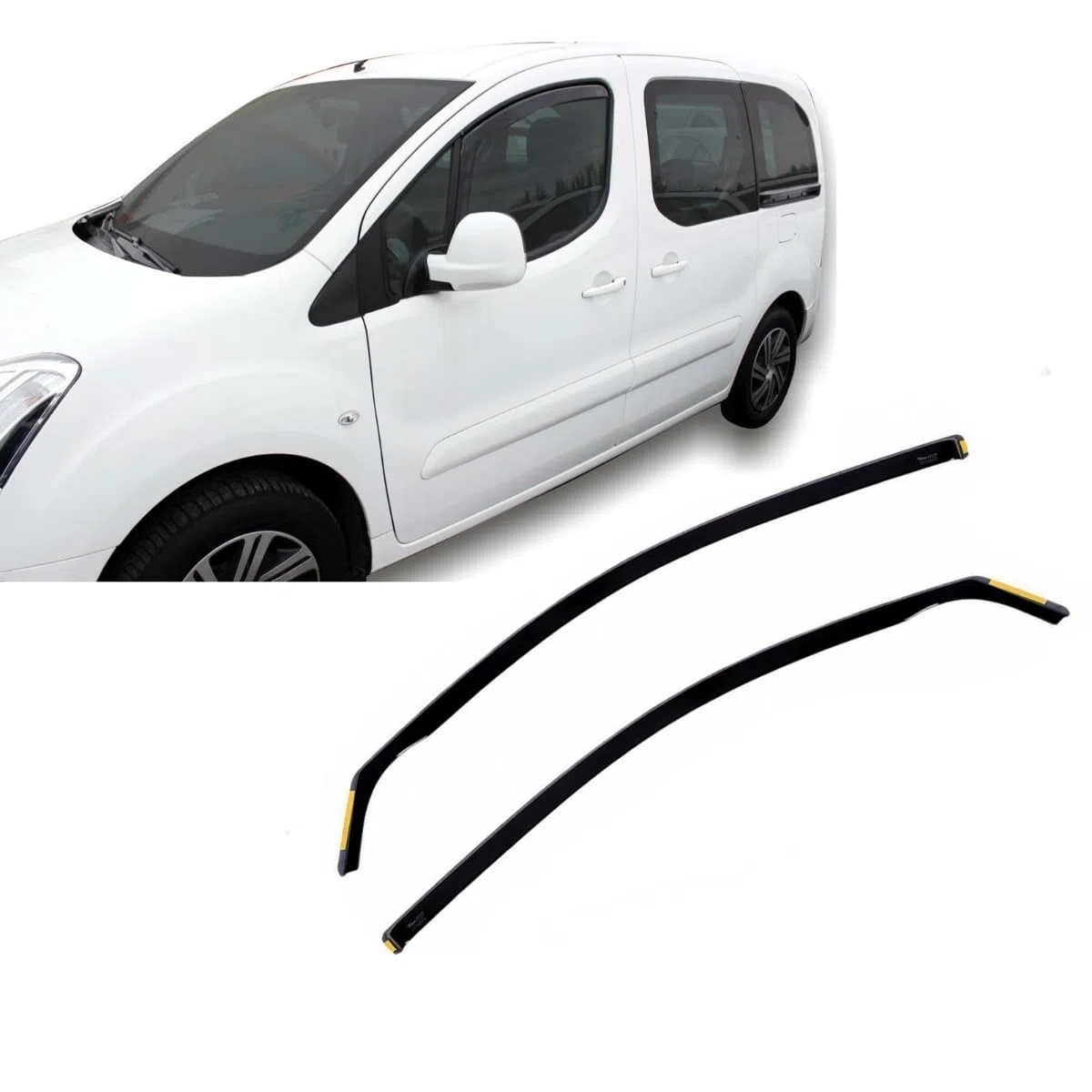 J&J AUTOMOTIVE Windabweiser passend für Citroen Berlingo 2008-2018 2tlg, Heko Regenabweiser Vorne Getönt Dunkel Passform