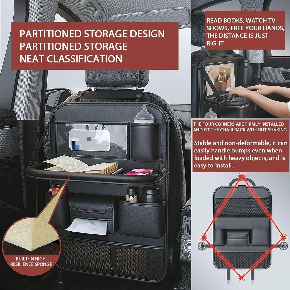 Autorücksitz-Organizer, für Ford Tourneo Courier I MPV 2014-2023 2024 2025 Auto Rücksitz Kofferraumtasche mit mehrere Taschen Verstellbarem Riemen Fahrzeugzubehör