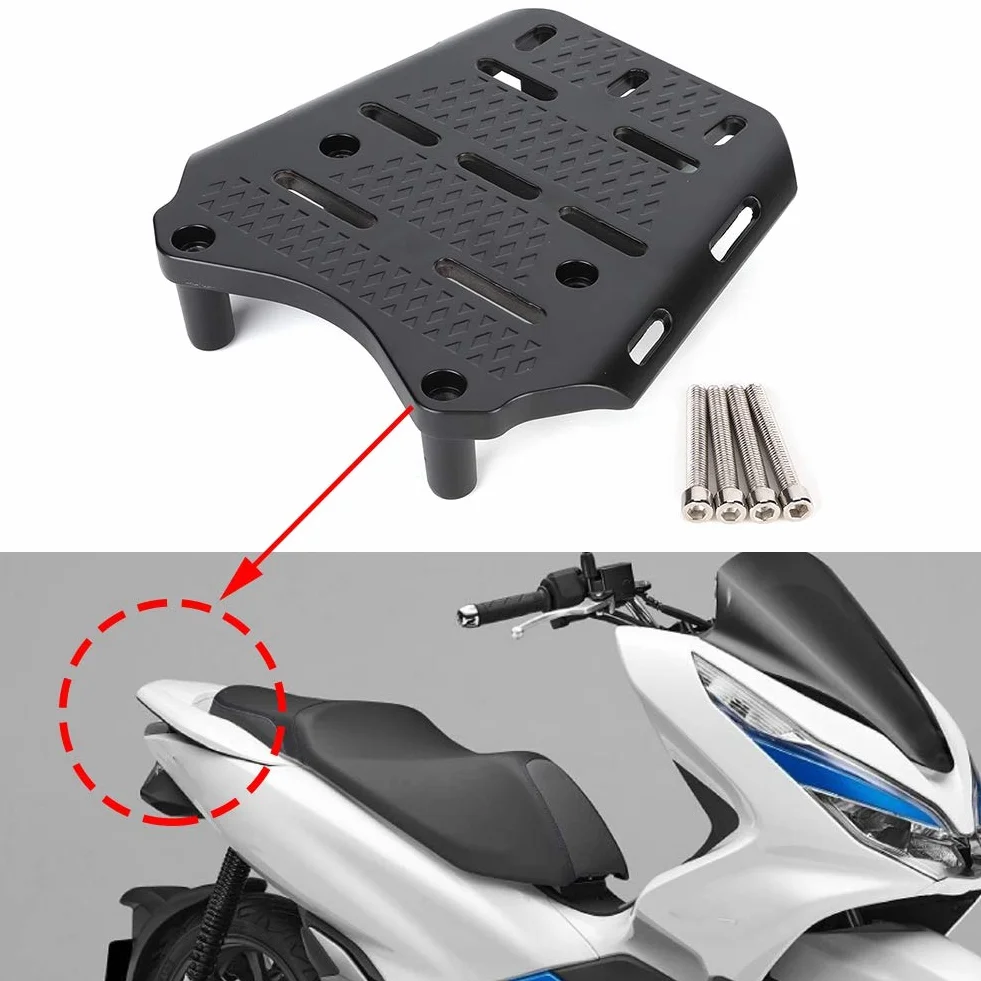 Aluminium Gepäckträger für PCX 125 150 (2014-2019) - Robuste hintere Halterung für Motorradzubehör, Schwarz