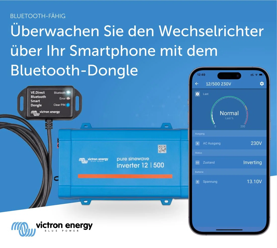 Victron Energy 500VA 12-Volt 230V AC Reiner Sinus Wechselrichter (Schuko)