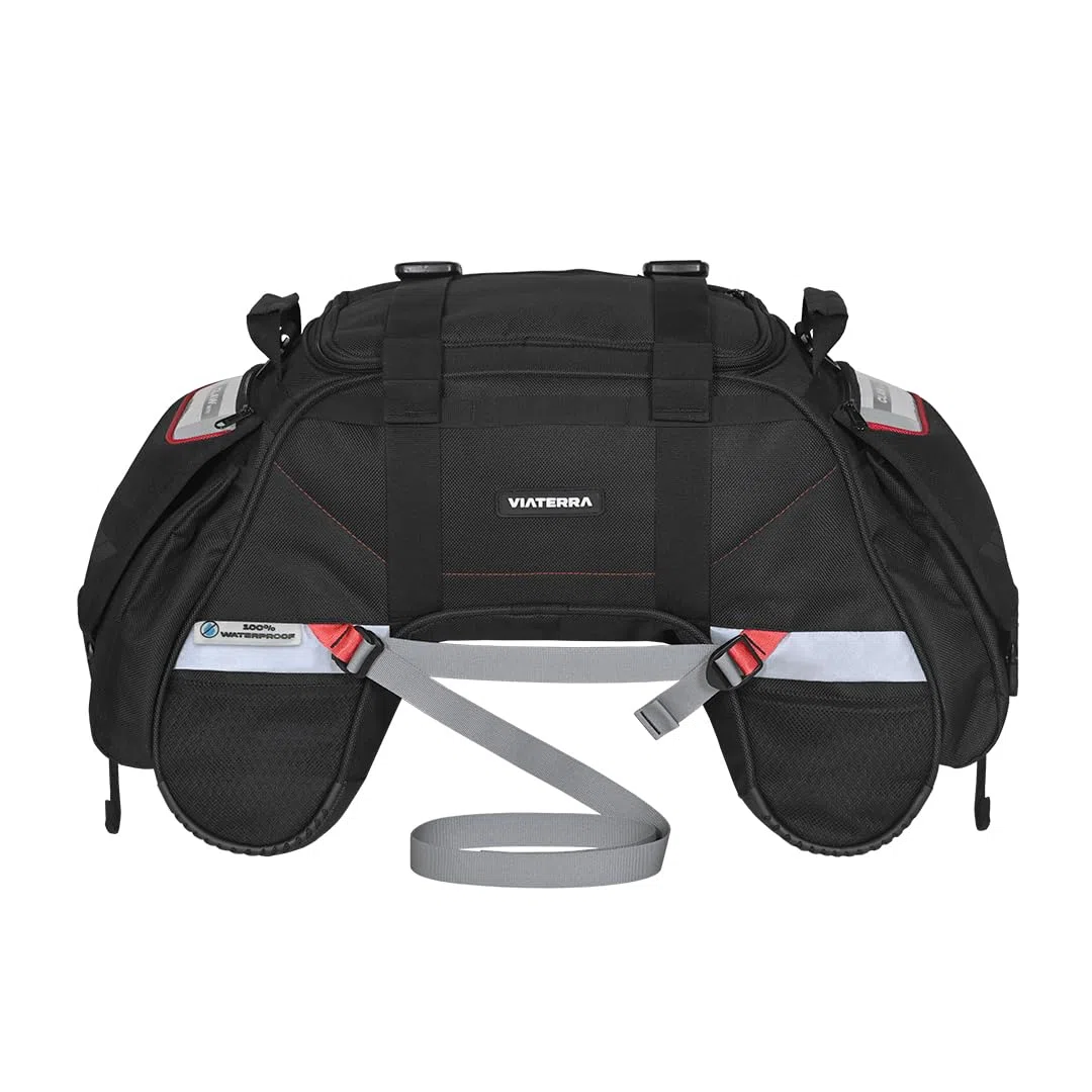 ViaTerra 100% wasserdichte ClawMini-Motorrad-Rück-/Heck-/Sitztasche (schwarz) I Universalgepäck und funktioniert auf Allen Motorrädern I Keine Modifikationen oder Sattelstütze erforderlich I Geeignet