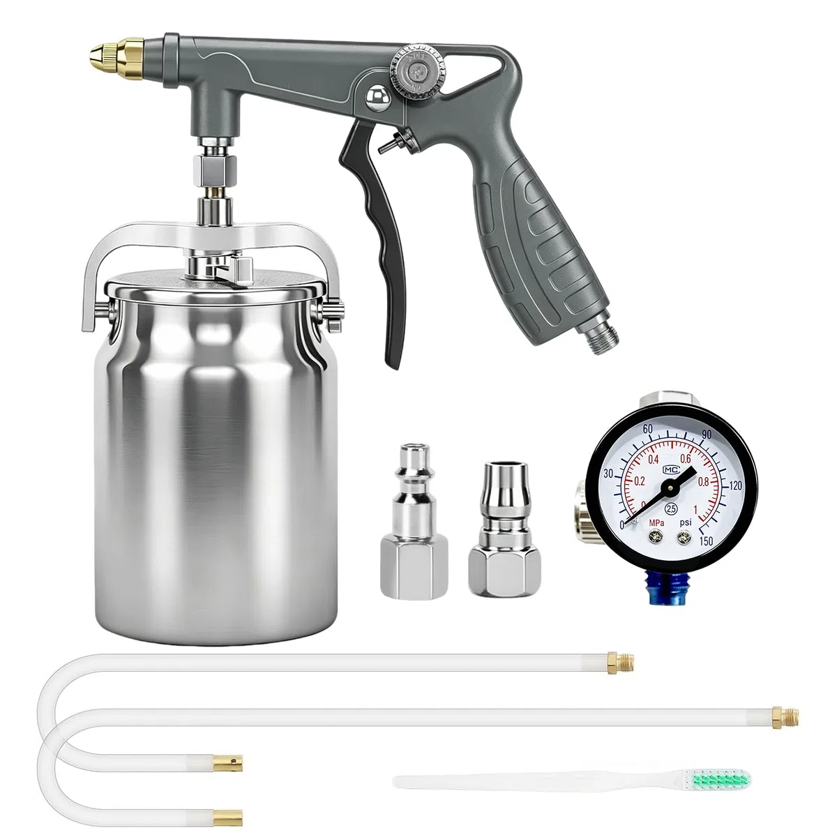 Unterbodenschutz-Spritzpistole mit Saugnapf 360° geradem Spritzschlauch 1000ml Aluminiumbecher Druckbecherpistole