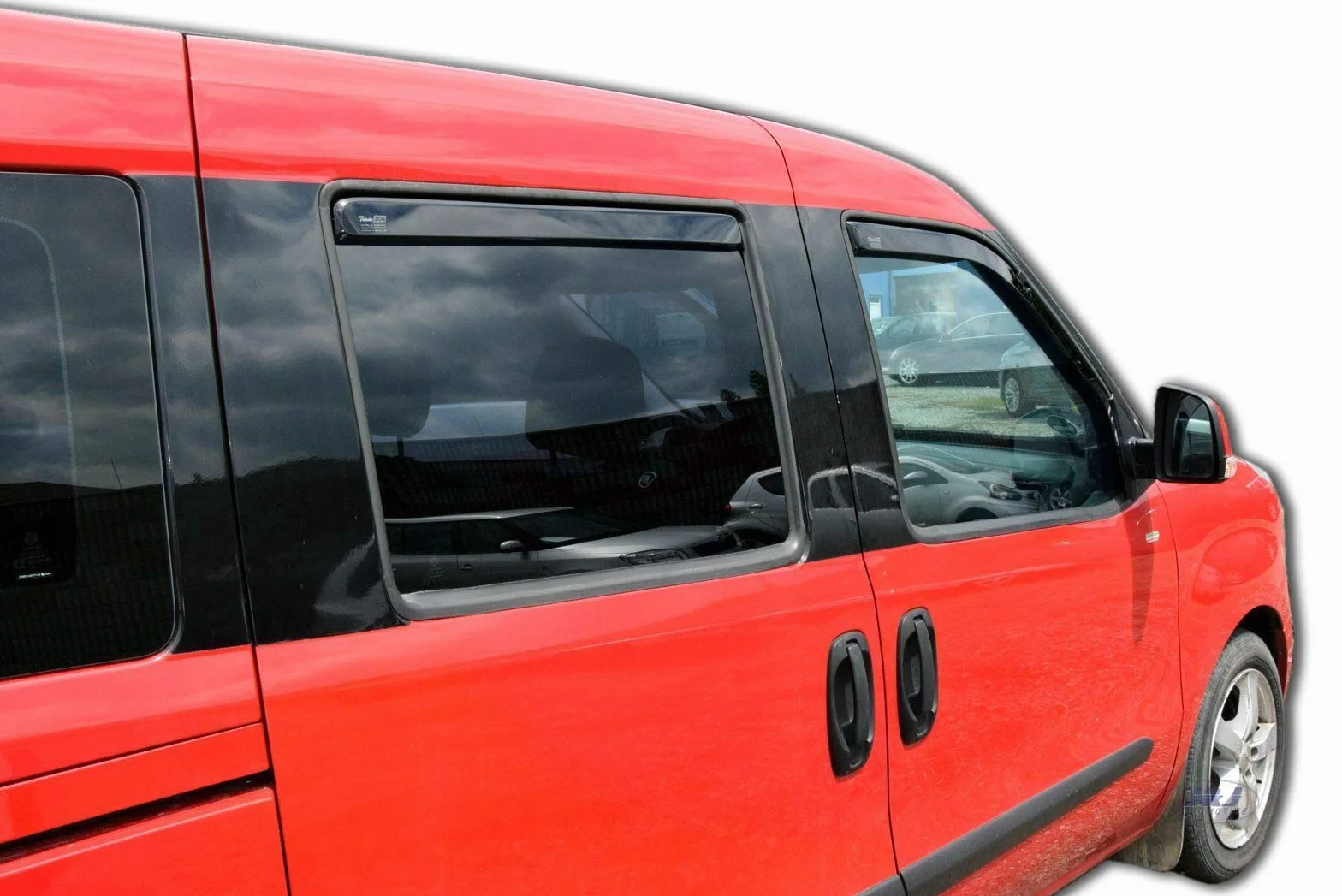 J&J AUTOMOTIVE Windabweiser passend für FIAT Doblo 2 5-Türer 2010-2022 4tlg, Heko Regenabweiser Vorne Hinten Getönt Dunkel Passform