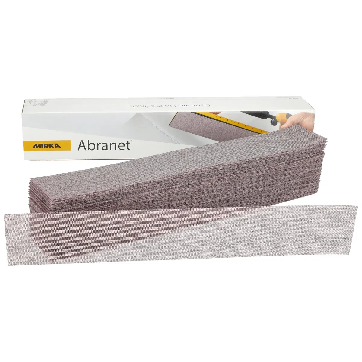 Mirka Abranet Netz-Schleifstreifen 70x420 mm Klett/Korn P180 / 50 Stk/zum Schleifen von Holz, Spachtel, Lack, Kunststoff / 5415105018