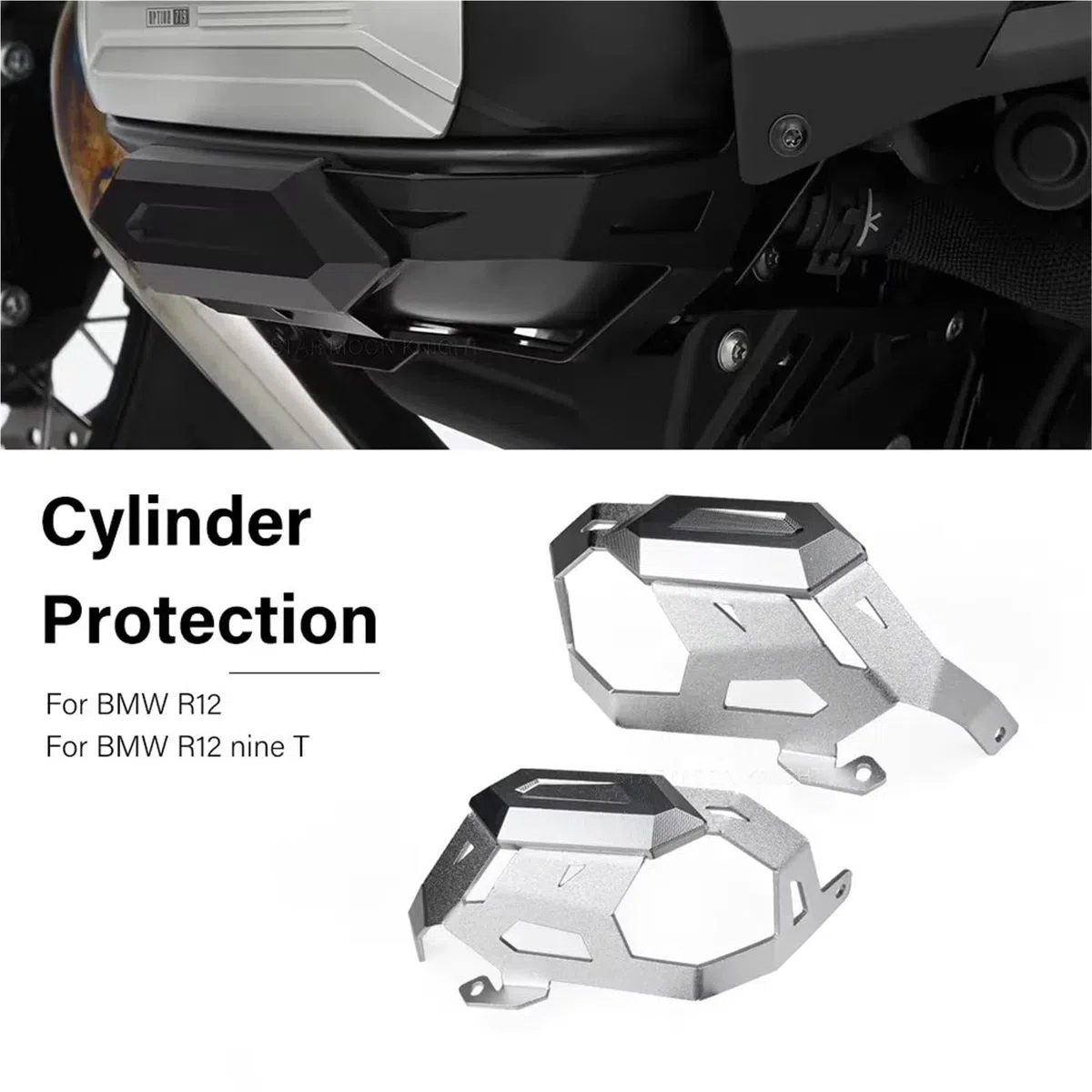 Seitenverkleidungen Zylinderkopfschutzabdeckung passend für Bmw R12 R12nineT R 12 NINET 2023- Motorradzubehör Motorschutz Motorrad Kühlerschutz(Black-Black)