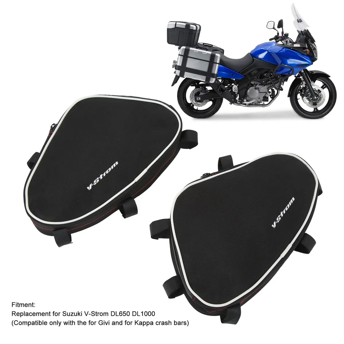 Headerbs Sturzbügel-Taschen, 2 Stück Motorradrahmen-Seitentasche wasserdichte Reparaturwerkzeug-Platzierungspakettasche für Motorrad DL650 DL1000