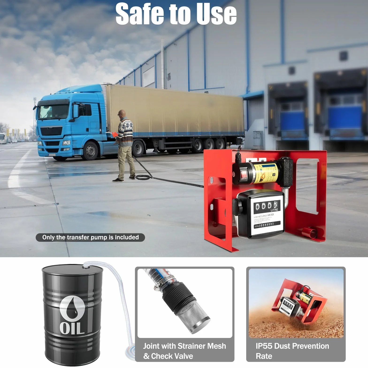 45L/min Dieselpumpe, 12V 200W Diesel Transferpumpe selbstansaugend, Selbstansaugend Heizölpumpe Mit ölpistole Und öleinlassrohr/öl-Auslassrohr Für Traktor Bagger Lkw Landwirtschaft